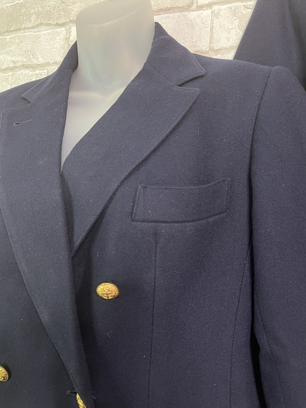 VINTAGE Evan Picone Navy Blue Wool Blend Jacket Skirt Set