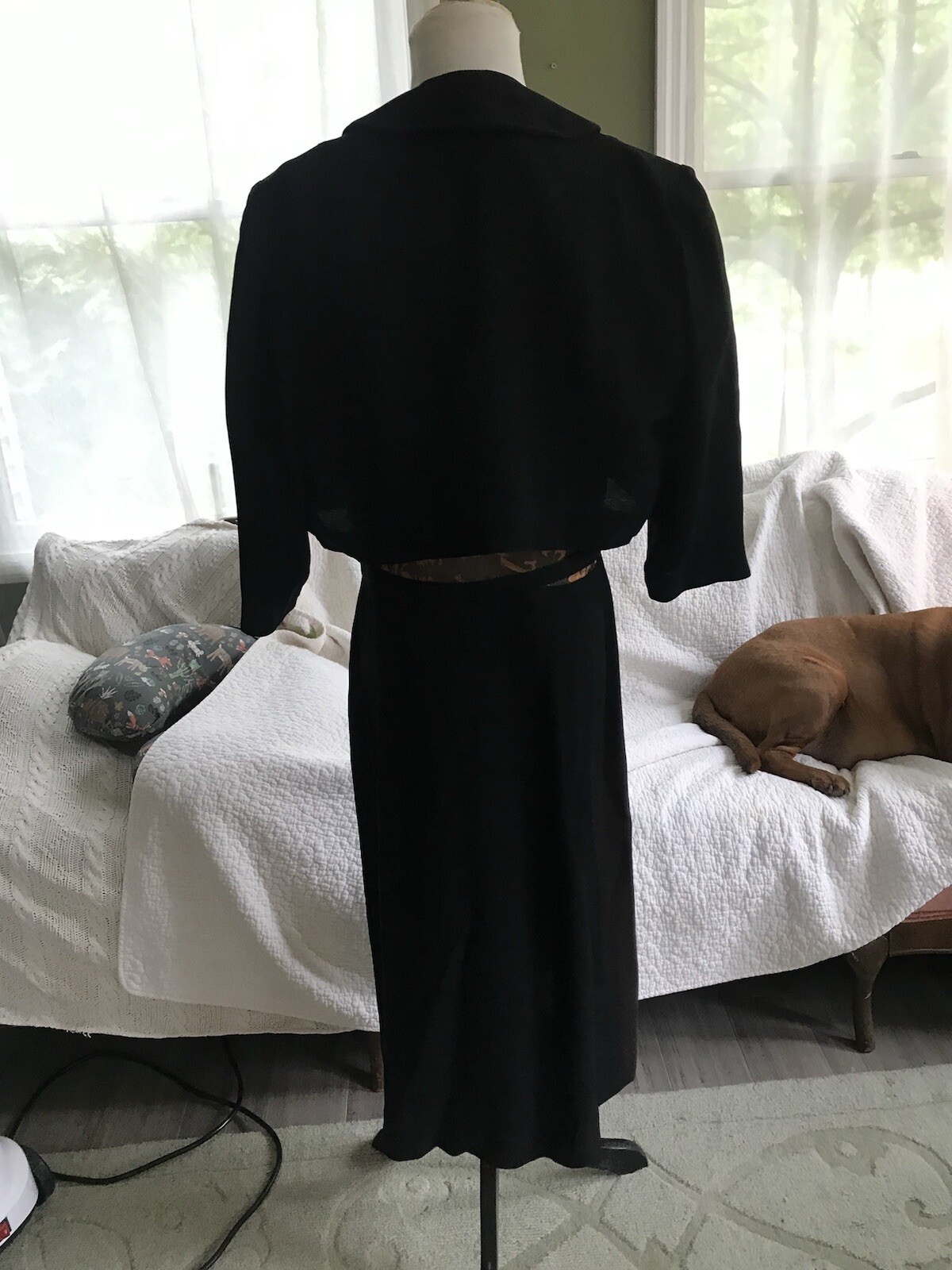 Gorgeous 1940s Two Piece Dress Jacket Set Brown Raised Velvet B46 W34 Vtg