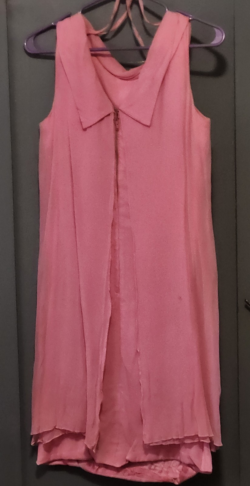 Vintage 1960s pink Cocktail Dress Beaded Layered S