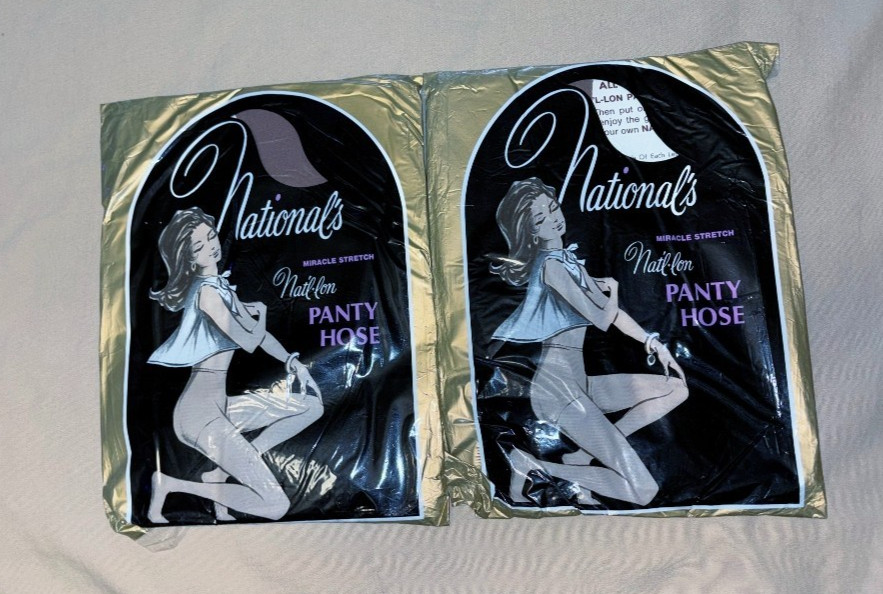 2 VTG Nationals A Stockings Panty hose Nylons Miracle Stretch 14448