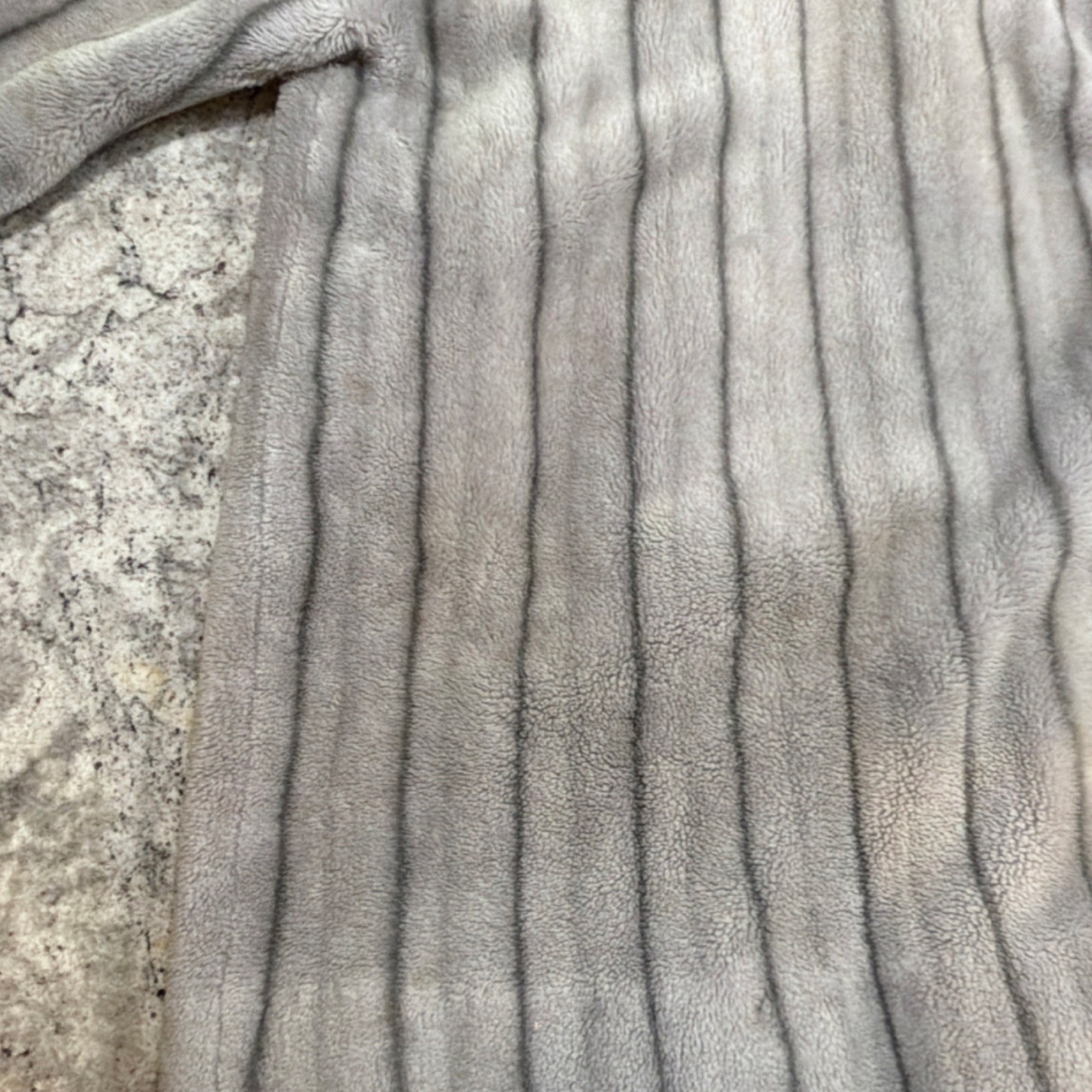 Vtg 1960s Faux Fur Stroller Coat Grey Stripe Yellow Floral Satin Circa1959-1964