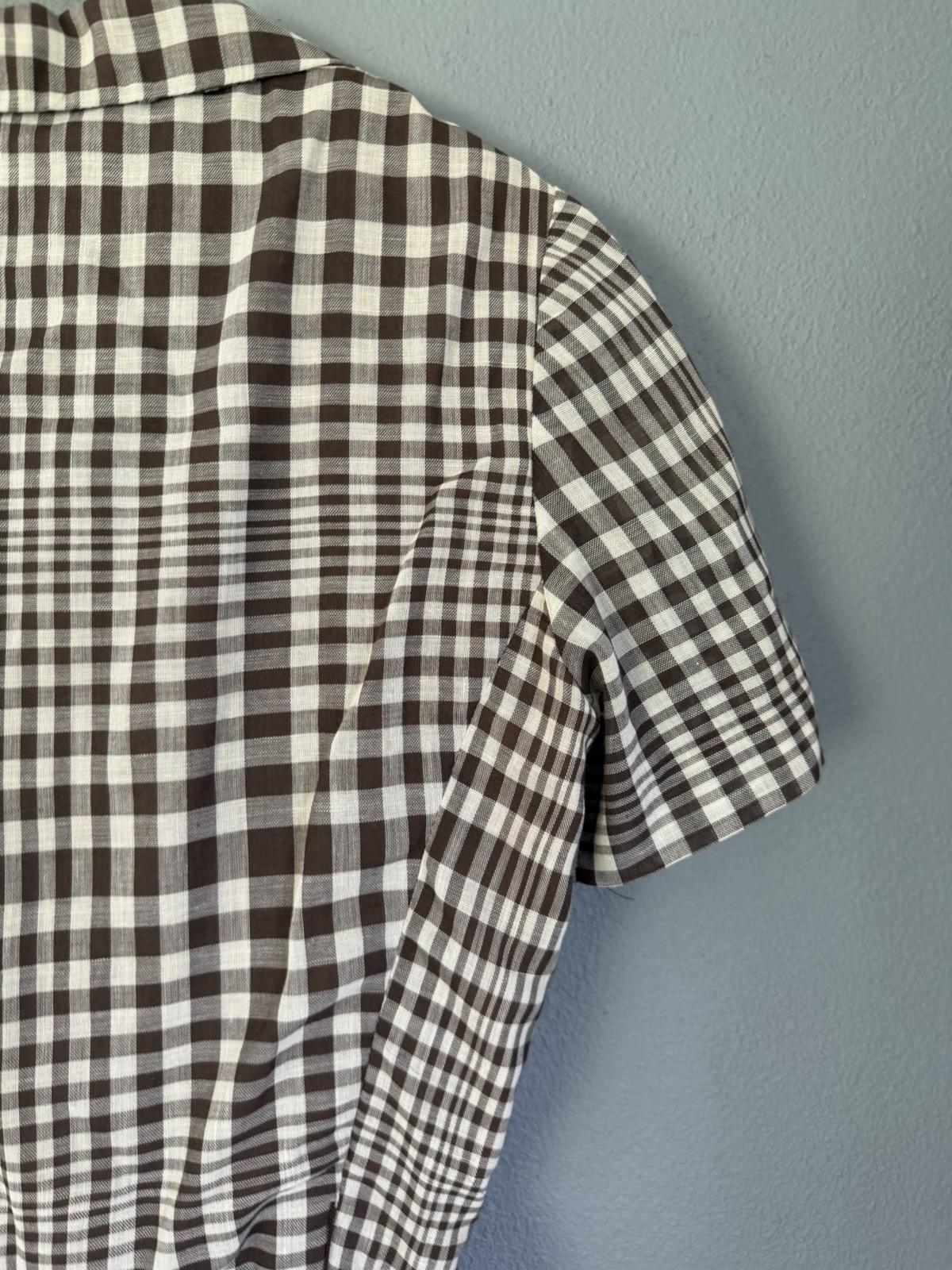 VTG 50s 60s Lorch Of Dallas Gingham Plaid Skirt Tie Brown Rockabilly Swing S/M?