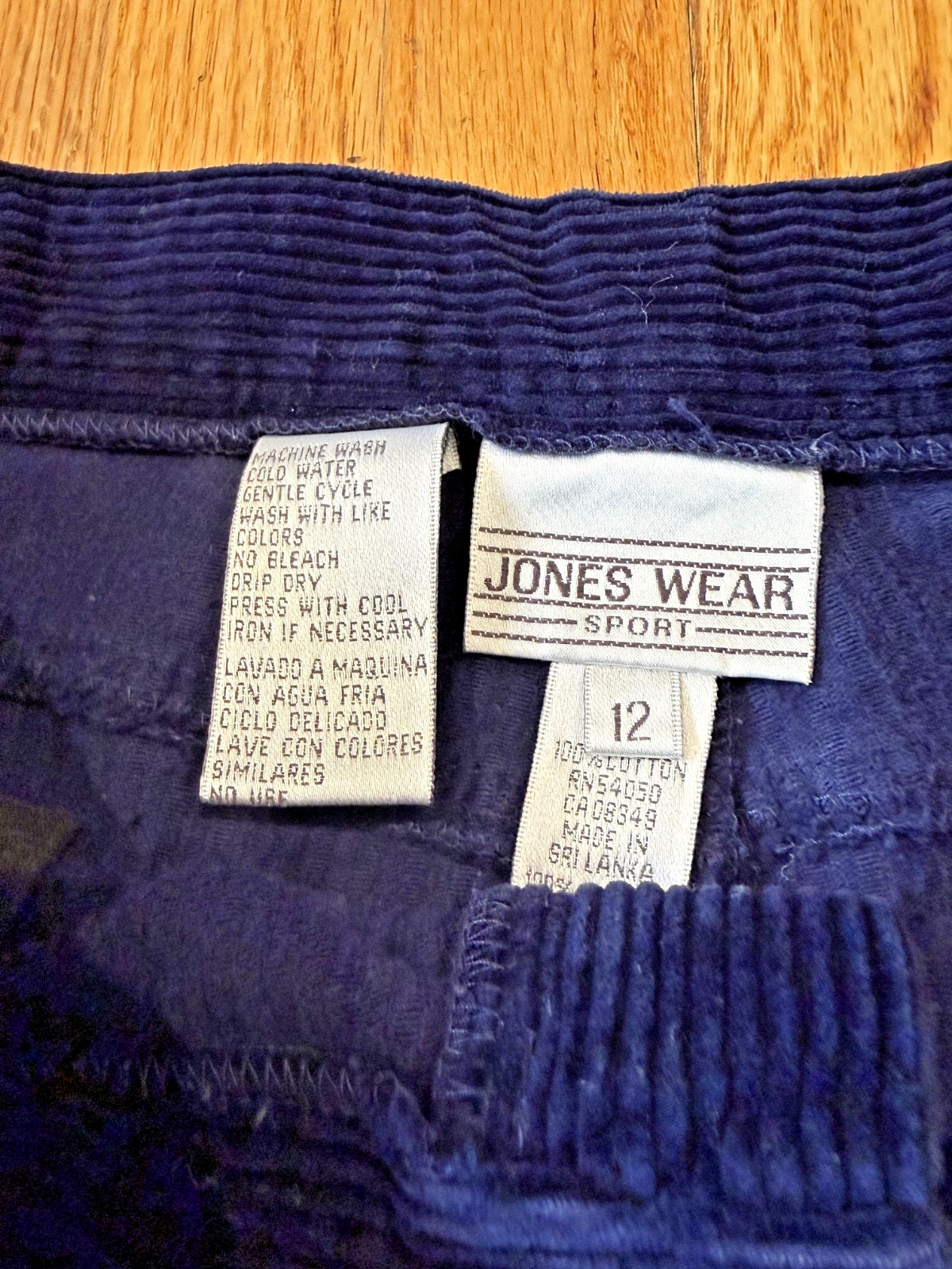 VINTAGE 1990s Jones Wear Sport Blue Corduroy Classic Fit Pants Women’s Sz 12