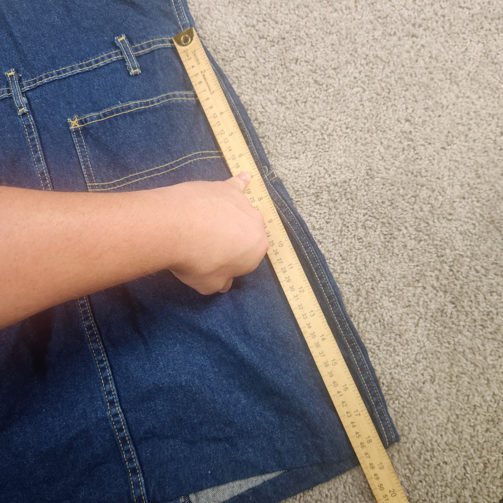 VTG Lee Denim Overall Dress Sz Medium 7/8 Dark Wash Button Front Bib USA 70s 80s