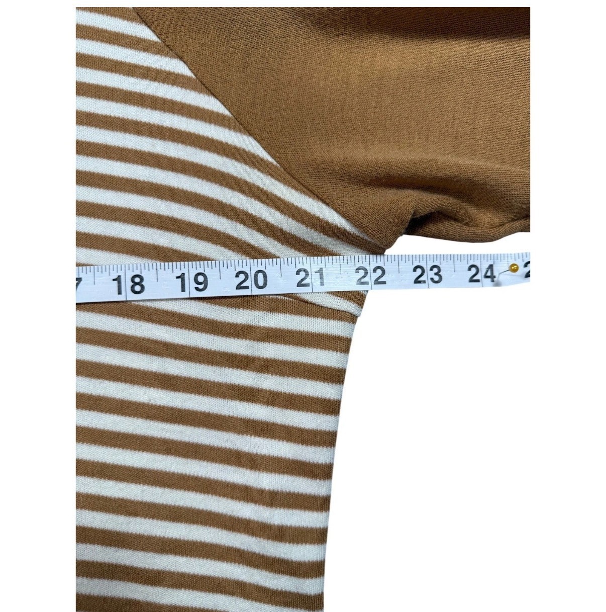 VTG JCPenney Striped Sweater Elbow Patch Brown White Preppy Japan L 70s 80s