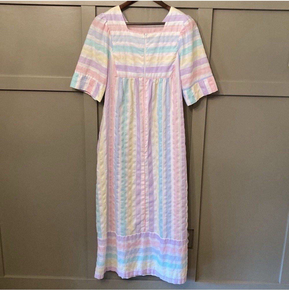 Vintage Styled By Saybury PastelRainbow Stripe Maxi Dress