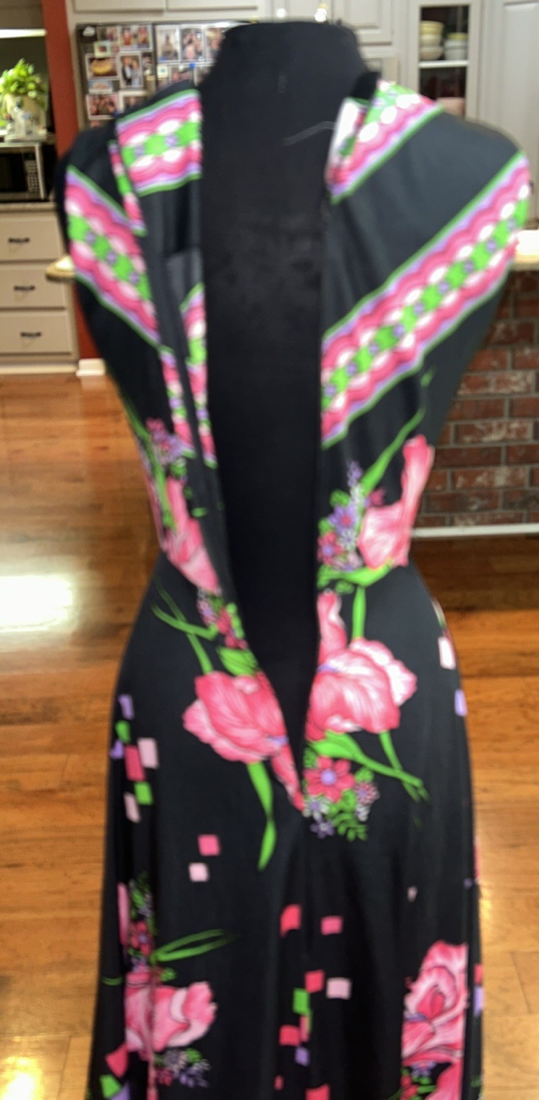 Vintage Donovan Galvani Mod retro Sleeveless Long Dress Black Hot Pink Medium