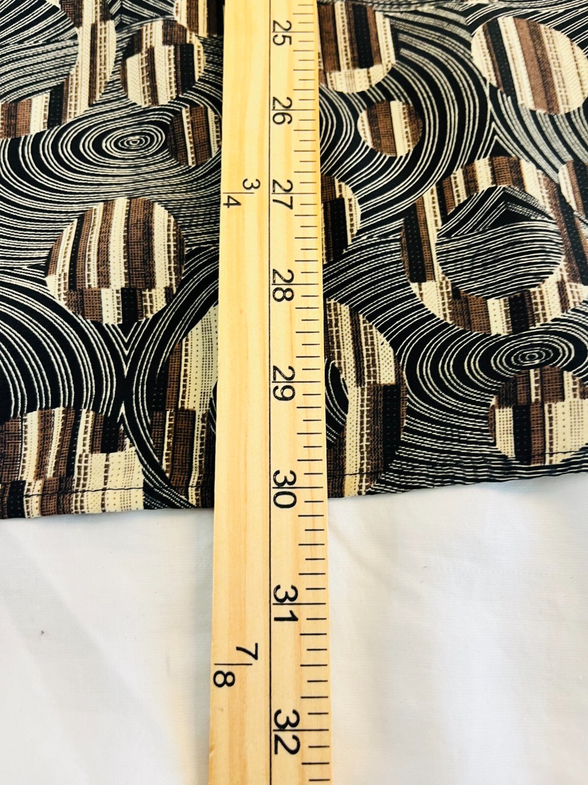 Vintage Truffles Abstract Print Blouse Black Brown Beige Geometric Short Sleeve