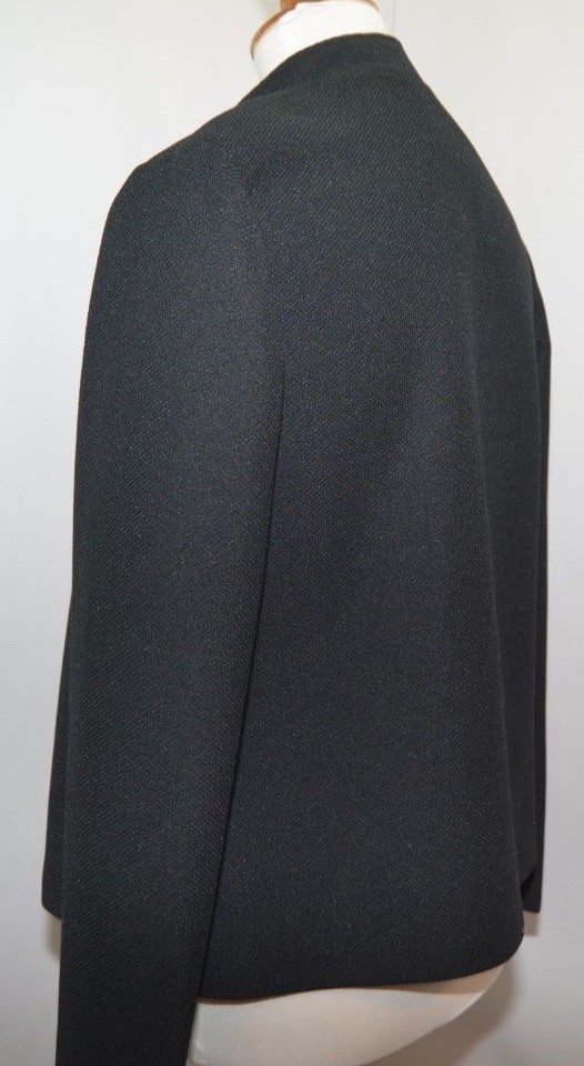 VTG Union Made ILGWU Solid Black Textured Open Front Jacket USA Made Womens 14