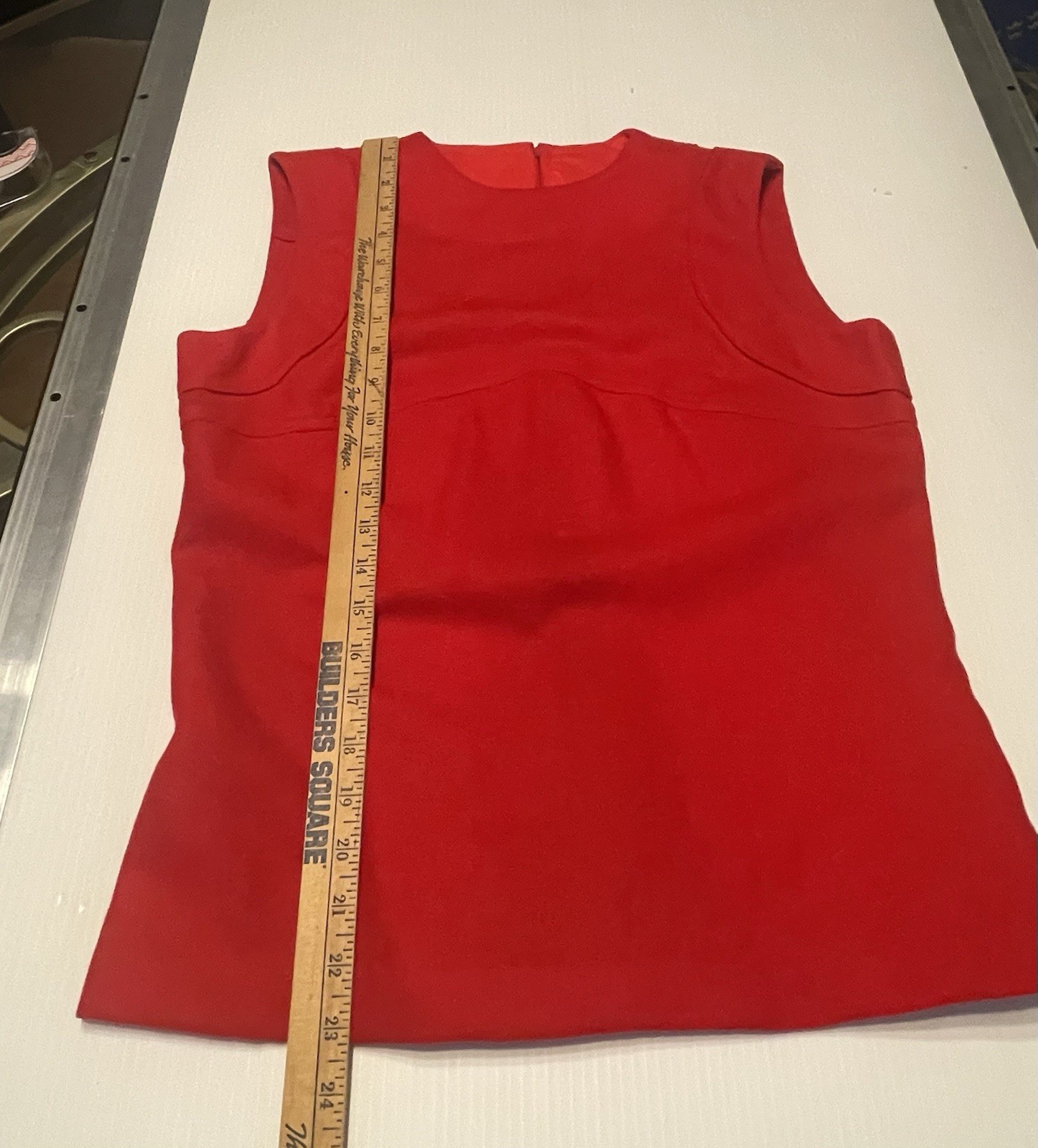 Vintage Handmade Red Sleeveless Top And Open Cardigan 70s Poly
