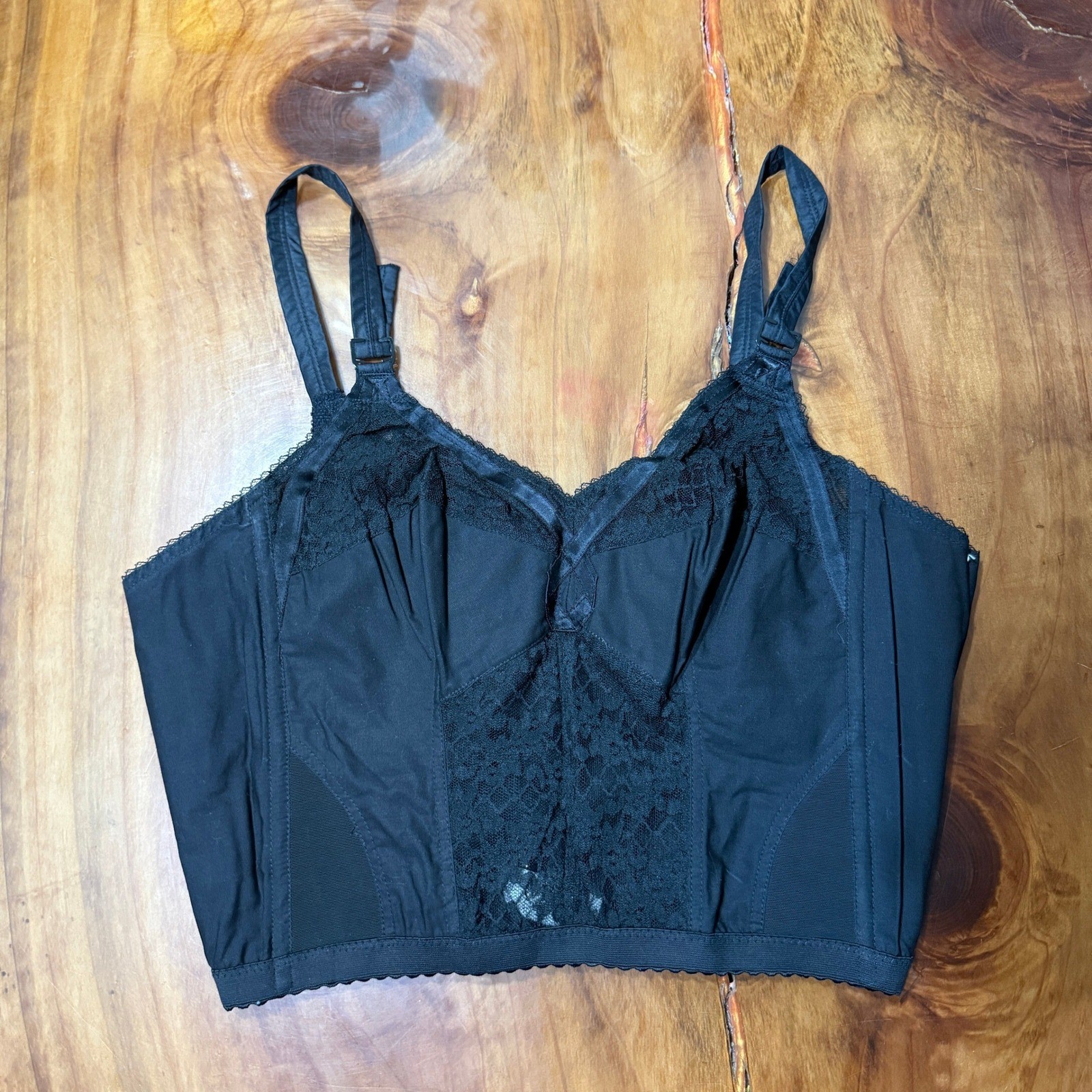 Vintage 50s 60s Mardi Bra Corset Top Lingerie 40B Boned 612 Cotton Pinup R3-18