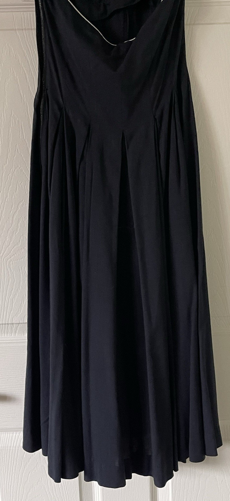 Vintage 1960s Black Evening Backless Halter Dress Full Pleated Skirt Size Small