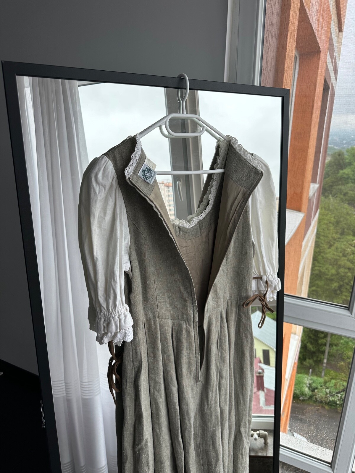 Vintage Hammerschmid Bavarian Austria Style Linen Woman Folk Long Dress Sz M