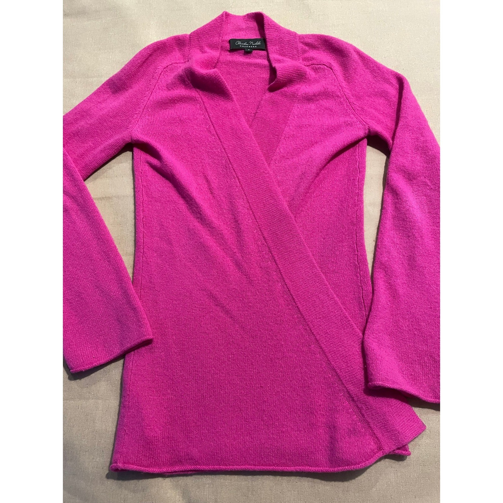 Claudia Nichole Cashmere Cardigan Size S Pink Open Front Lightweight Luxury