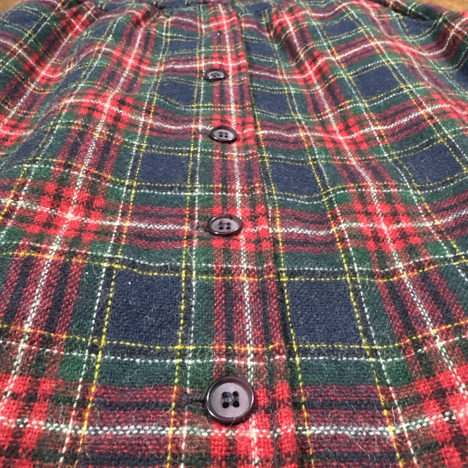 VTG Lanz Highland Heritage Dress SIZE SMALL 5/6 Wool Tartan Classic Red ButtonUp