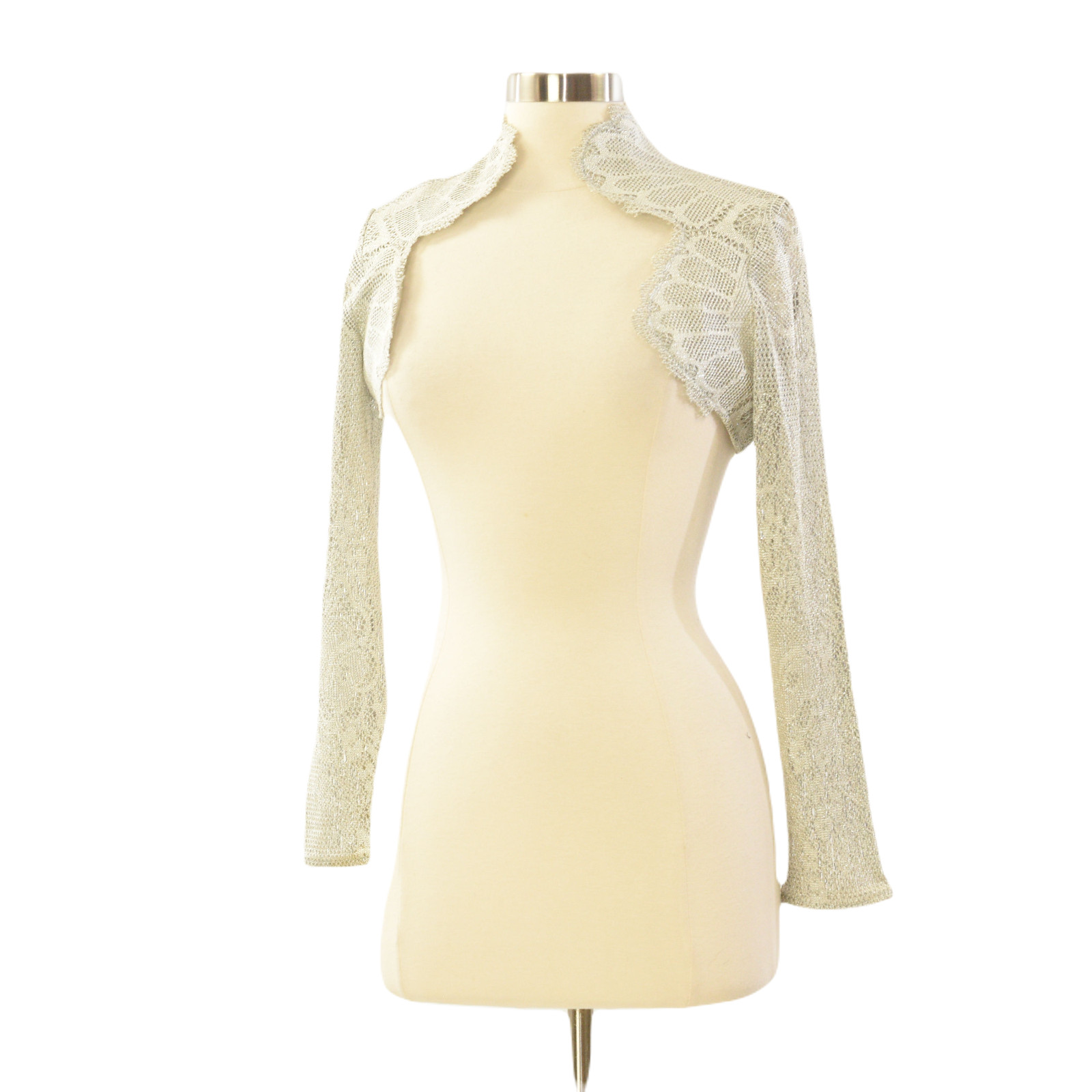 Joseph Ribkoff Scalloped Silver Shrug Stand Up Collar Avante Garde 6