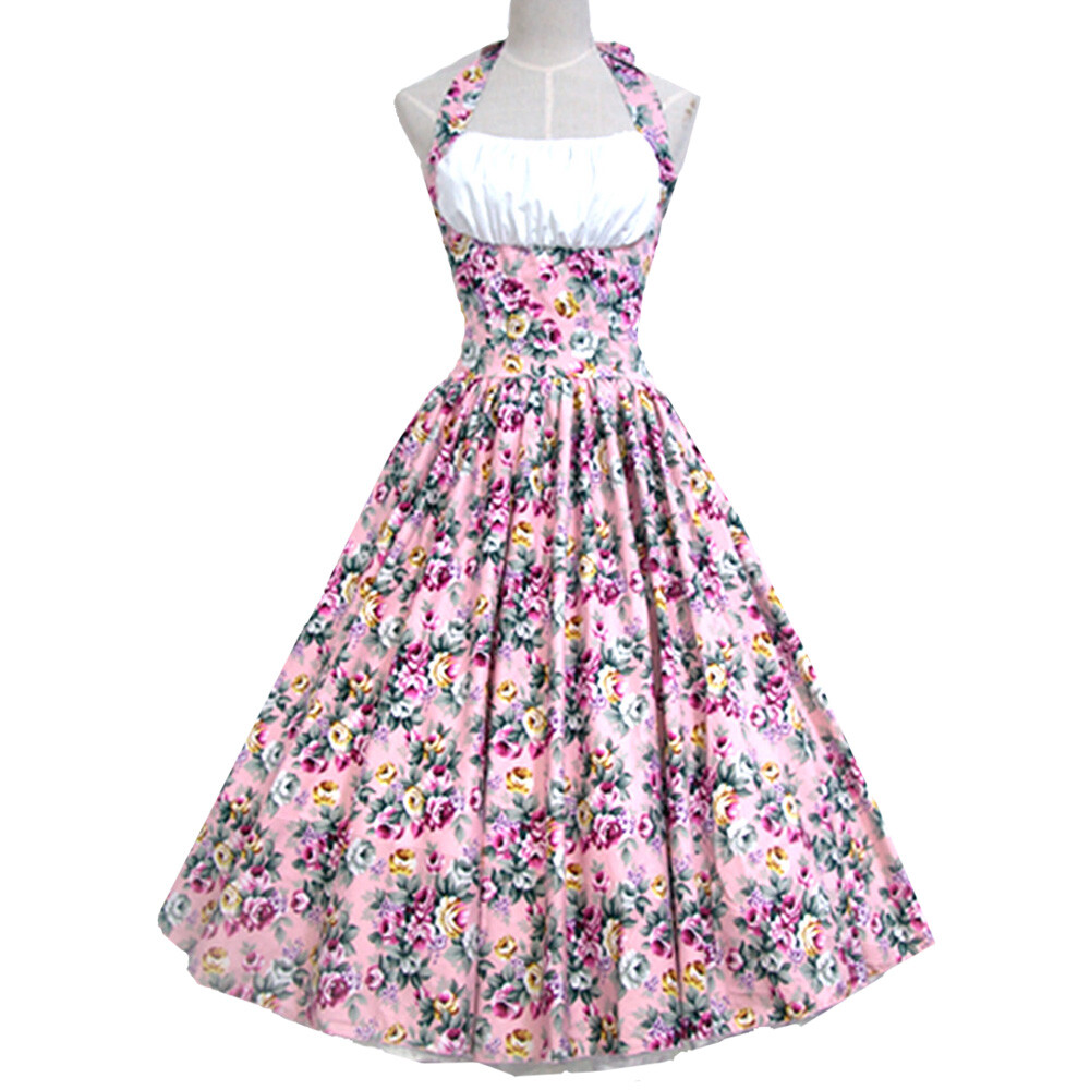 Womens 50s 60s, 70s Vintage Retro Rockbilly Swing Dress Pinup Party Floral Dress