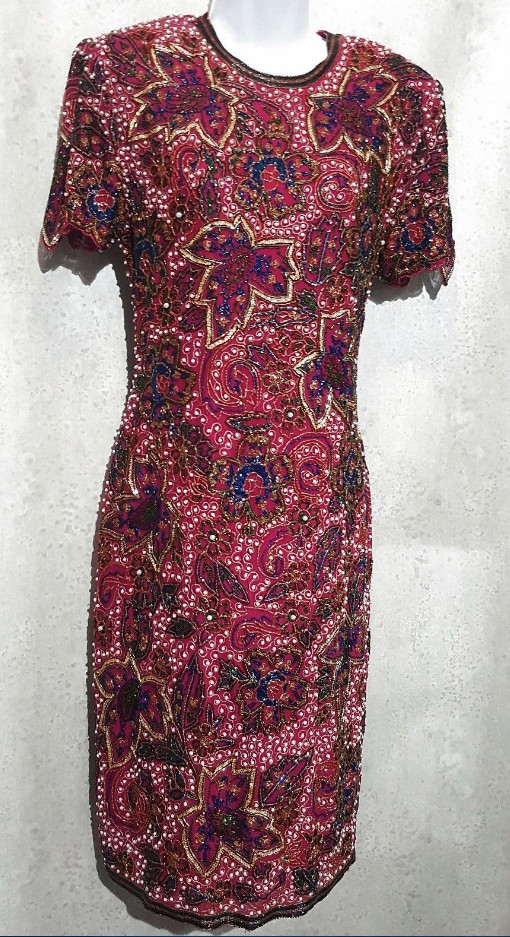 Naeem Khan Dress Hand beaded silk dress size M