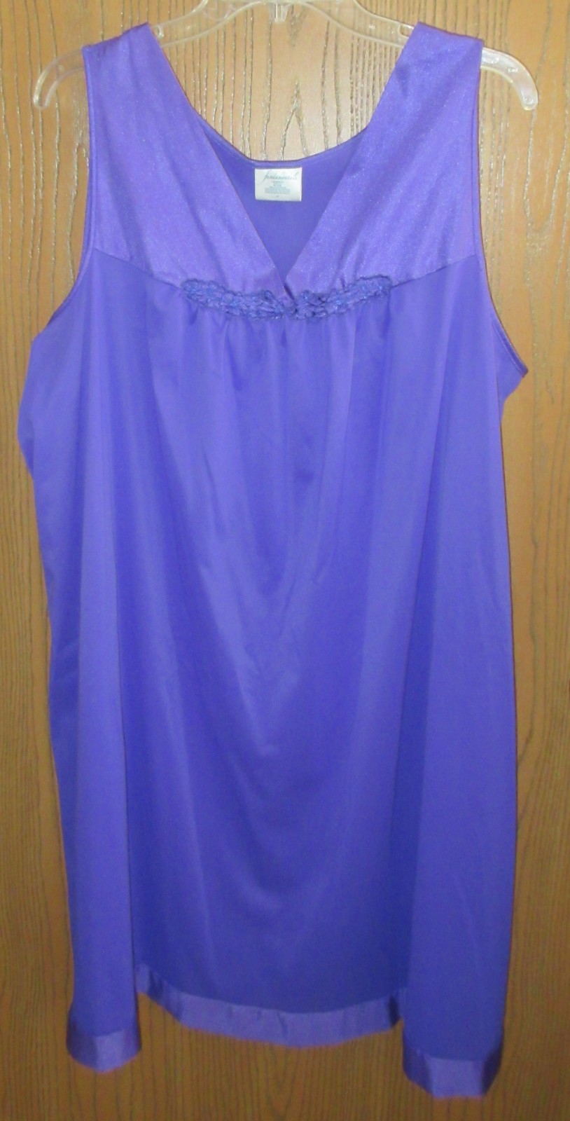 FUNDAMENTALS below KNEE waltz length all nylon PURPLE nightgown sz 2X