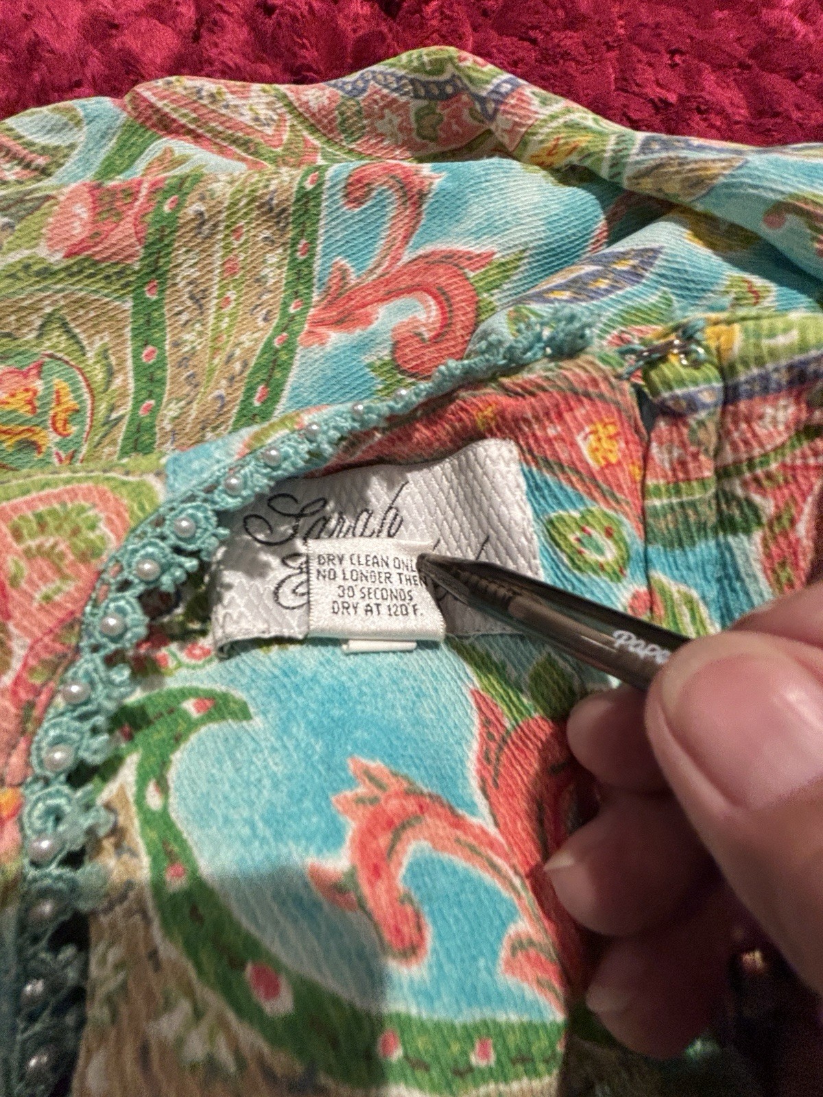 Sarah Elizabeth Vintage Cottagecore Prairie Maxi Dress Sz 6 Blue Pink Paisley
