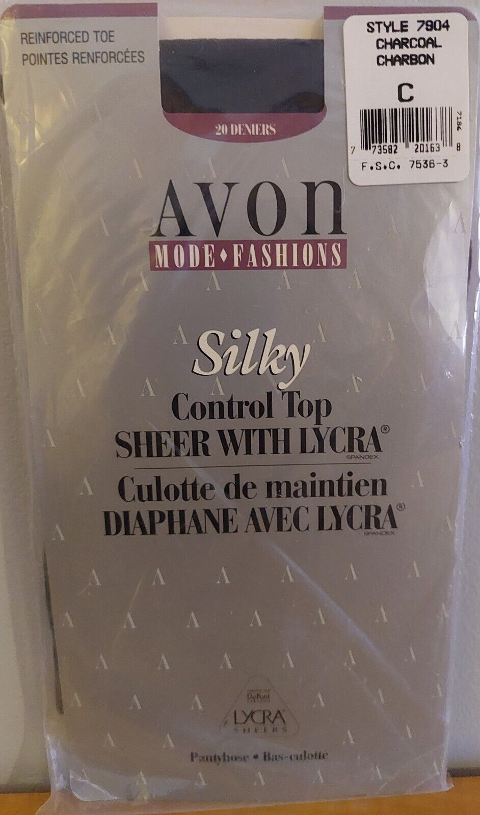 Vintage Pantyhose Avon Fashion Color Charcoal Size C BDR1