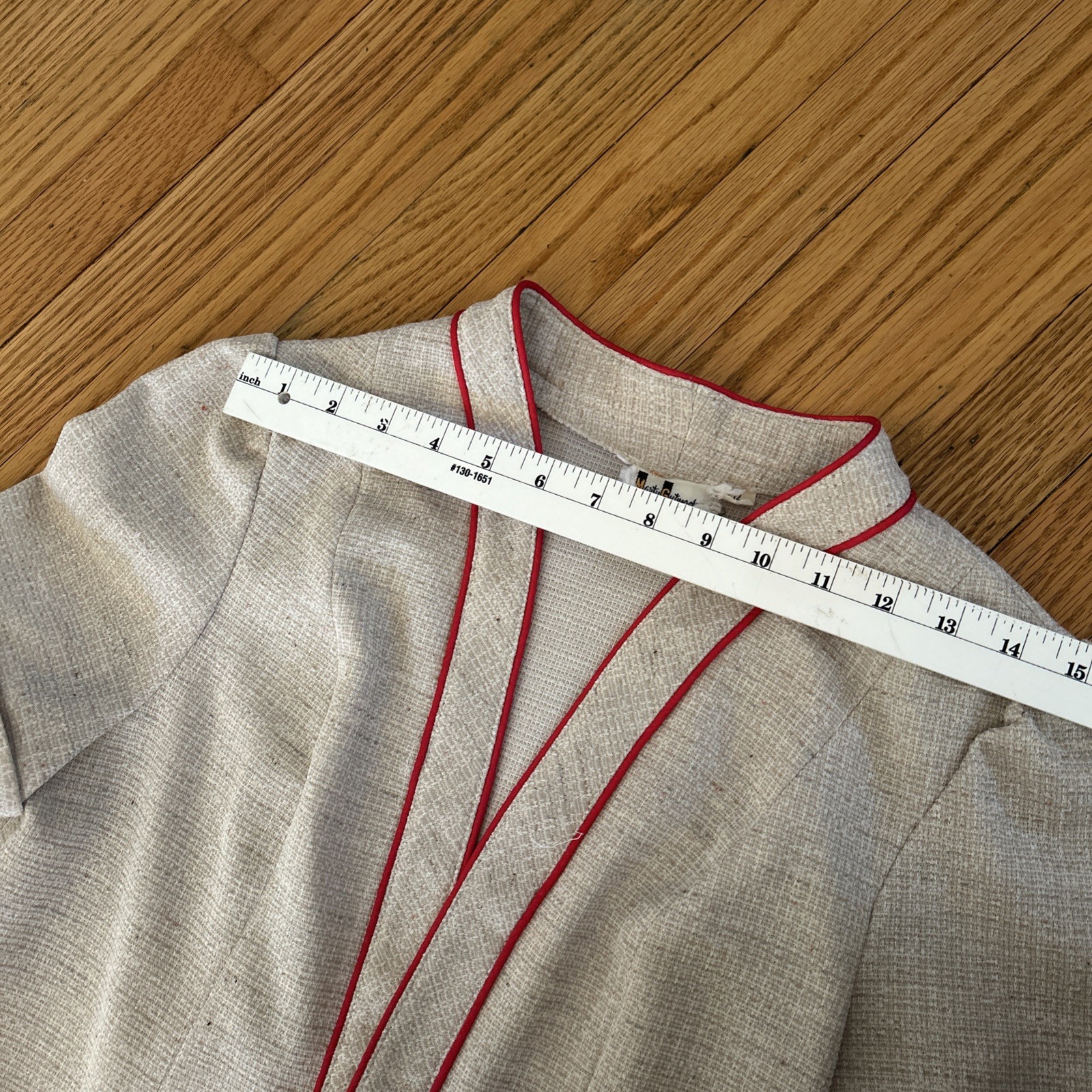 Marty Gutmacher Jacket Skirt Set Pleated Circle Sz 12 Union Made Beige Red