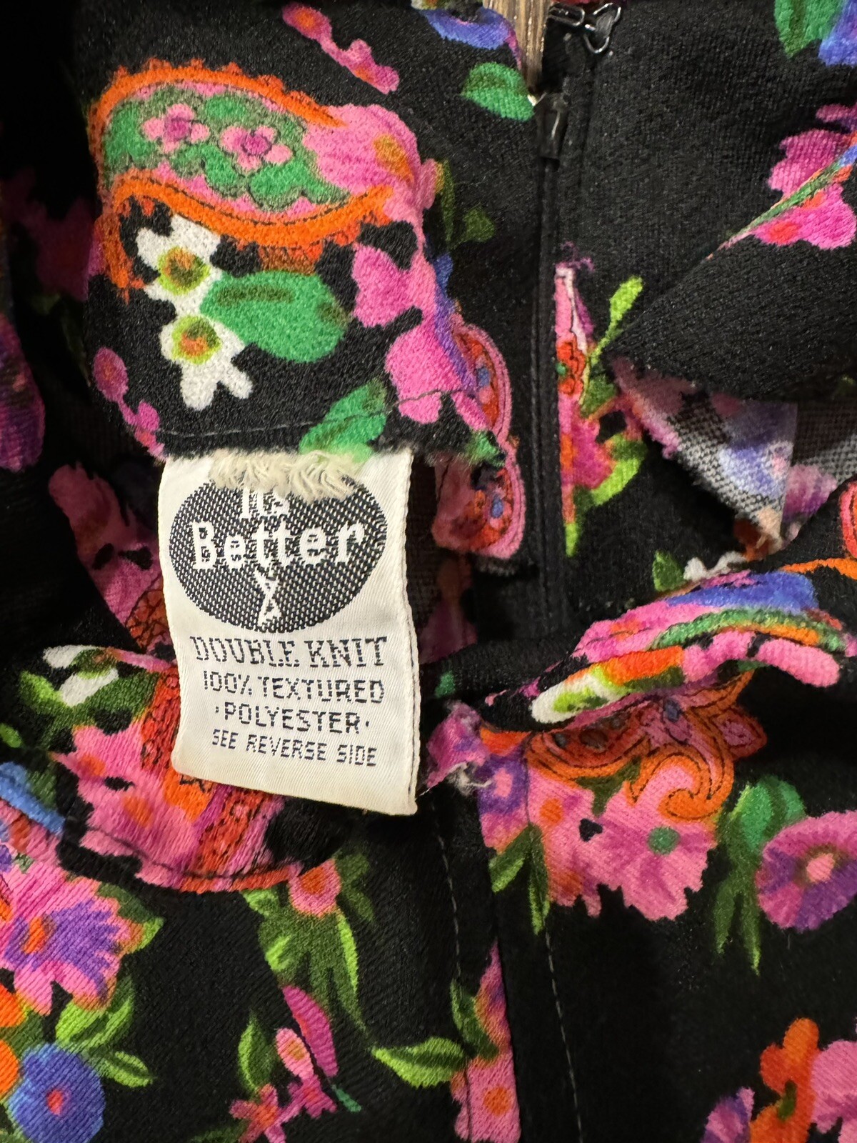 Vintage 70’s It’s Better X Floral Mod Retro Hippie Long Maxi Dress Double Knit