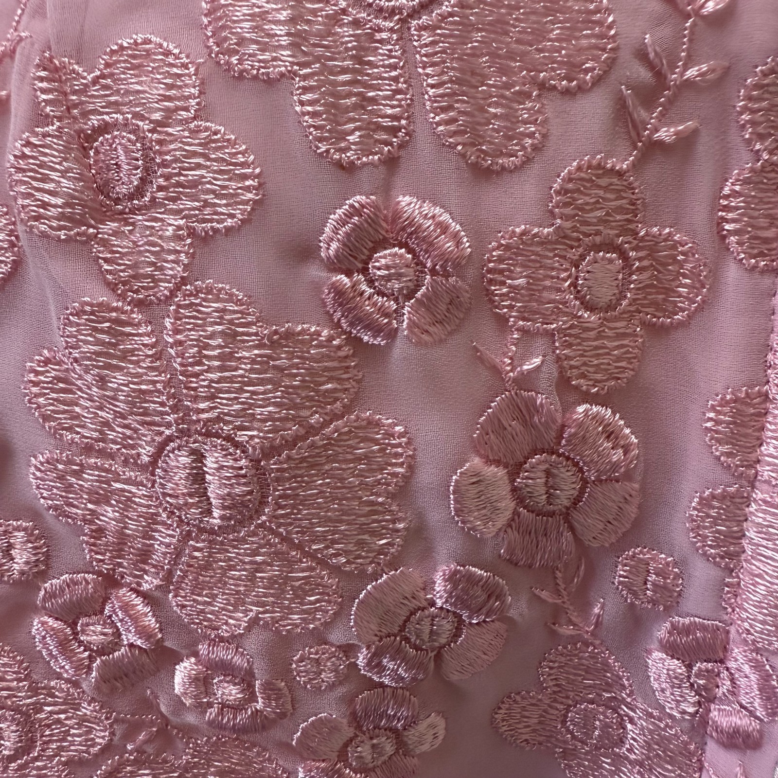 Vintage Miss Elliette California Pink Embroidered Chiffon Maxi Dress Size 12 NWT