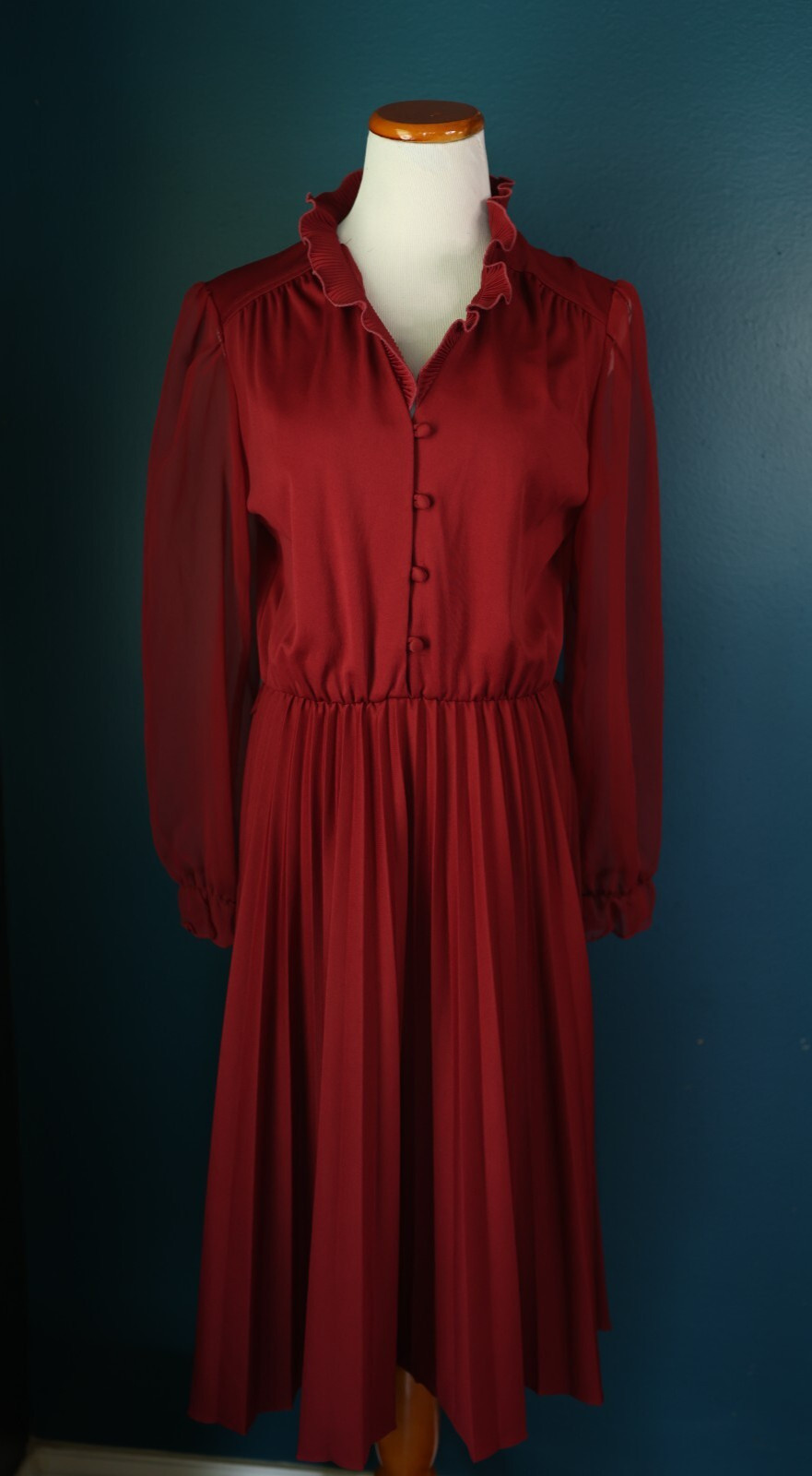 Montgomery Ward Vintage According Pleated Ruffle Sheer Sleeve Retro Pin Up Retro