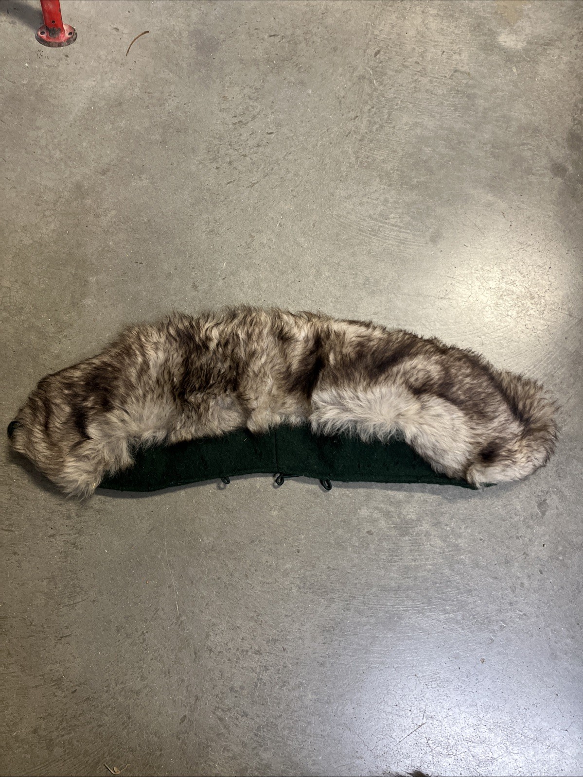 VTG 1940s Hunter Green Wool & Fur Replacement Hood Button Front Loop Attachments