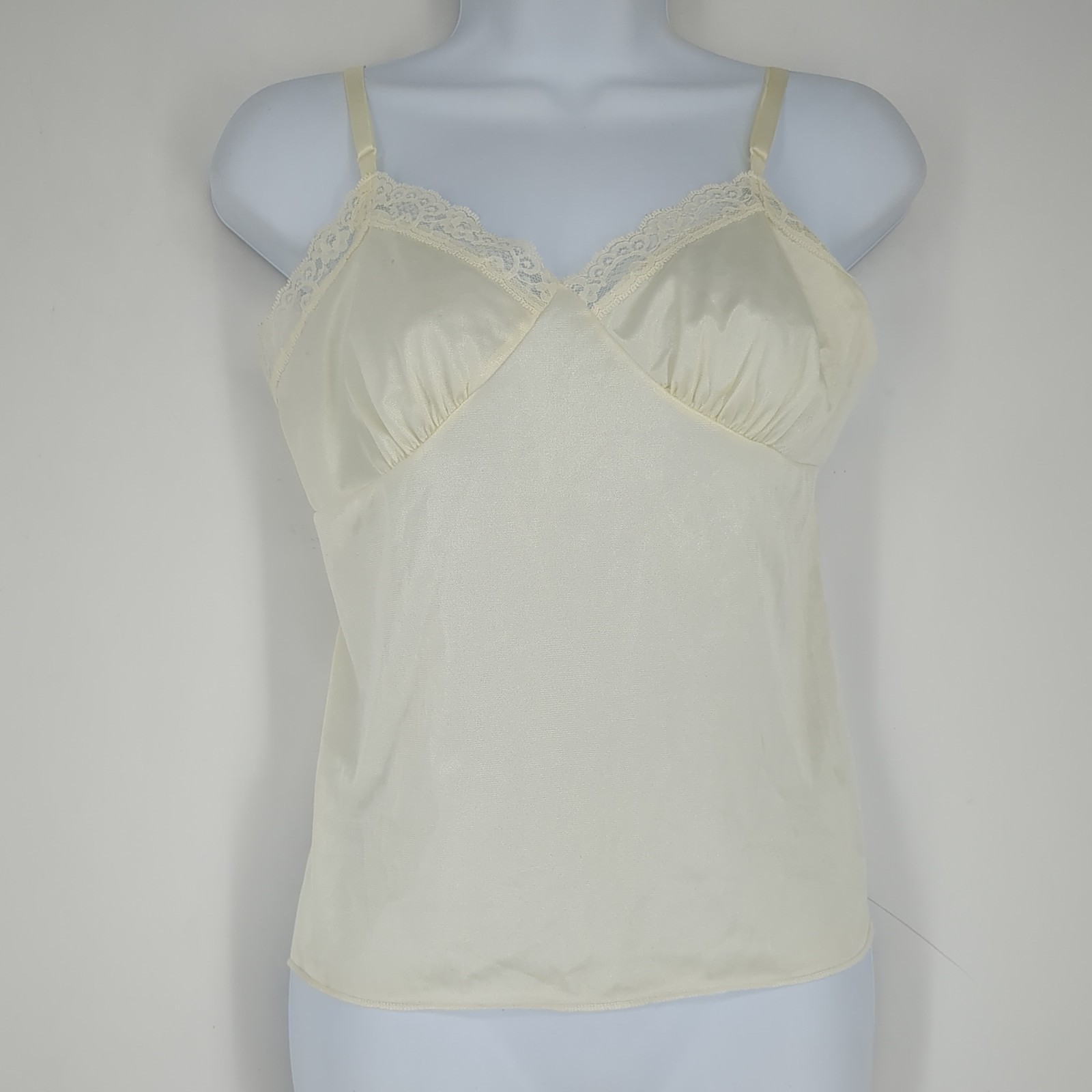 Vintage 70s DEENA Lingerie Lace Trim CAMISOLE Made In USA Fairy Coquette Goth 34