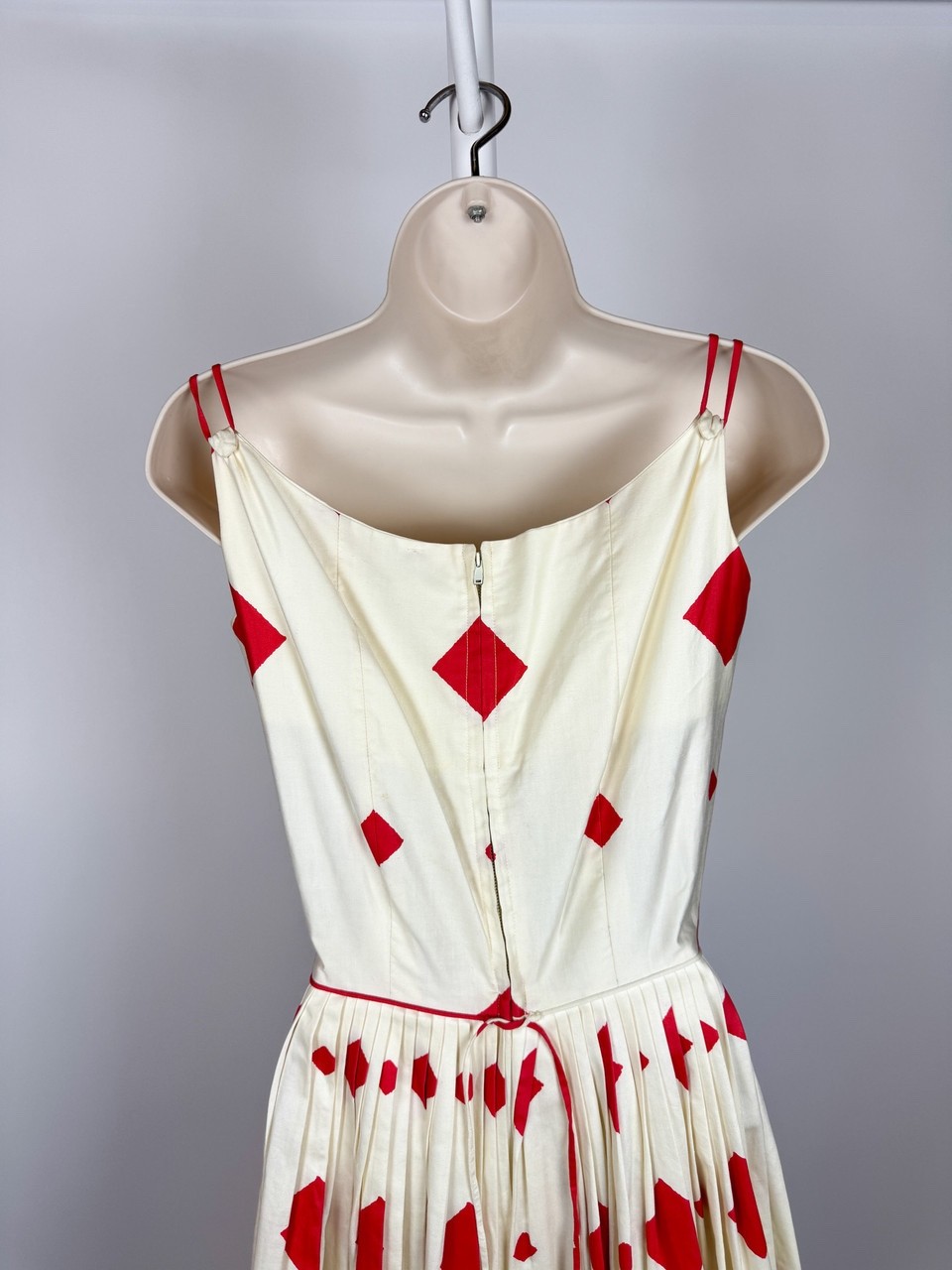 1950s Vintage Red and White Checkered Cotton Swing Dress