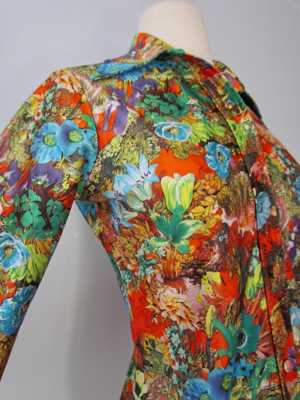 Rare Vintage 1970s Lanvin Paris Shirt Top Blouse Floral Button 10