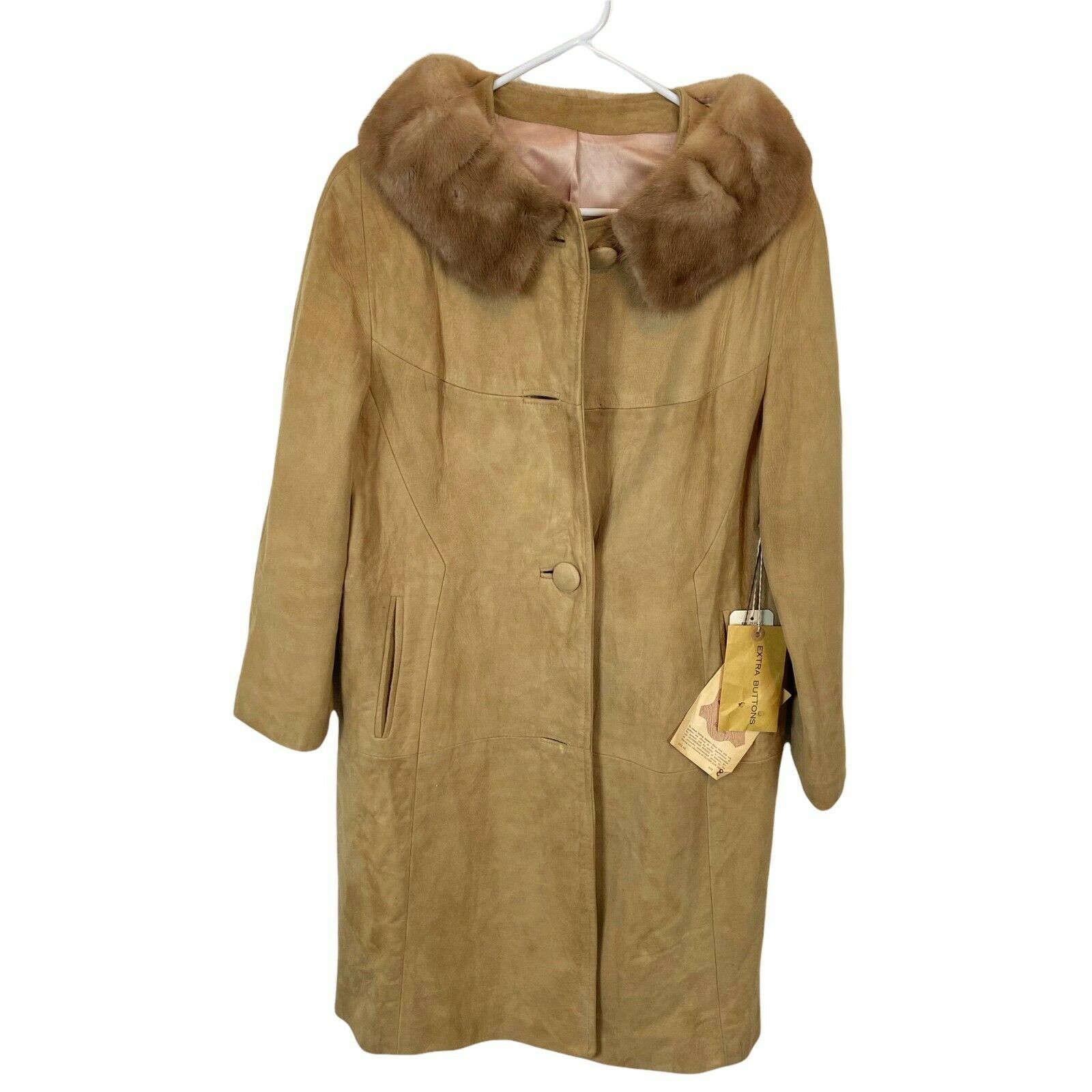 Vintage 1949 Leathercraft Coat Womens Sz 8 Brown Suede And Mink New Deadstock