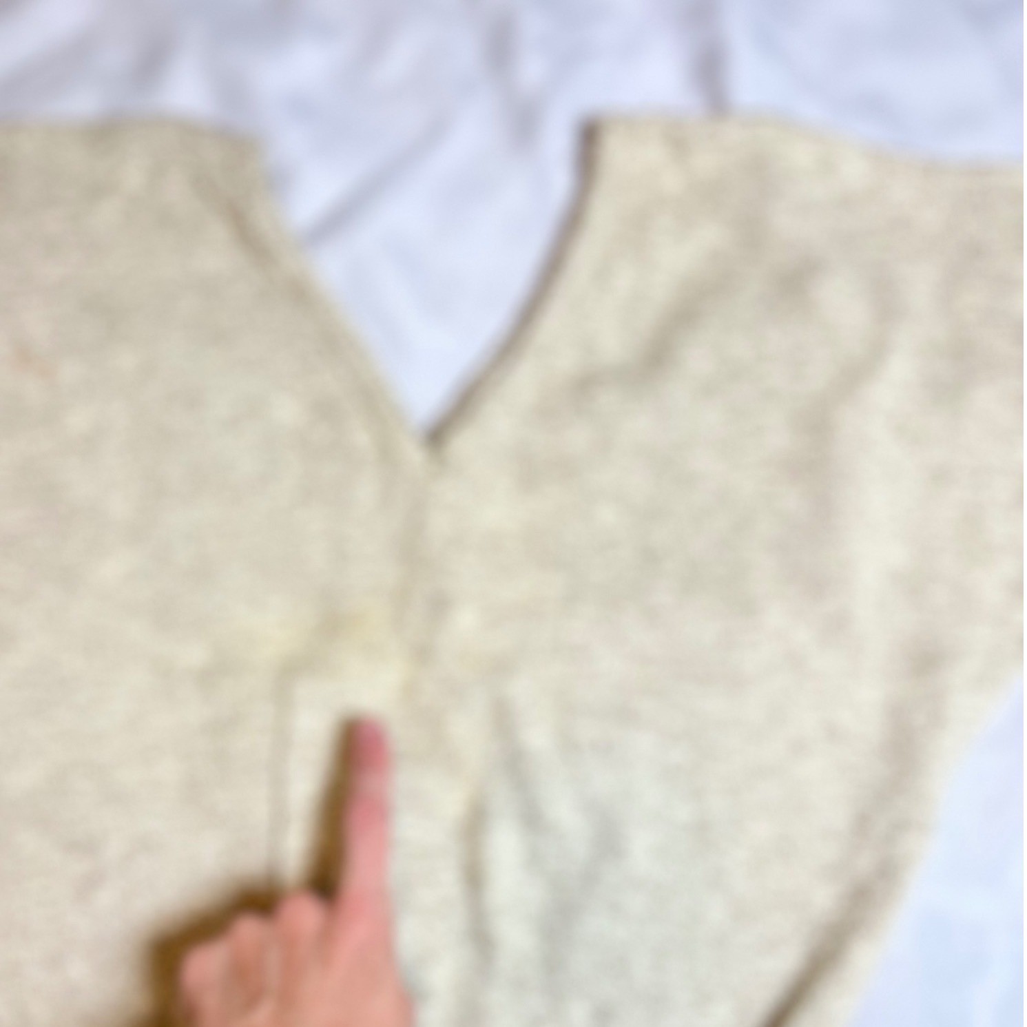 Vintage Beldoch Popper Abstract Knit Sweater V-Neck Batwing Oatmeal USA Made