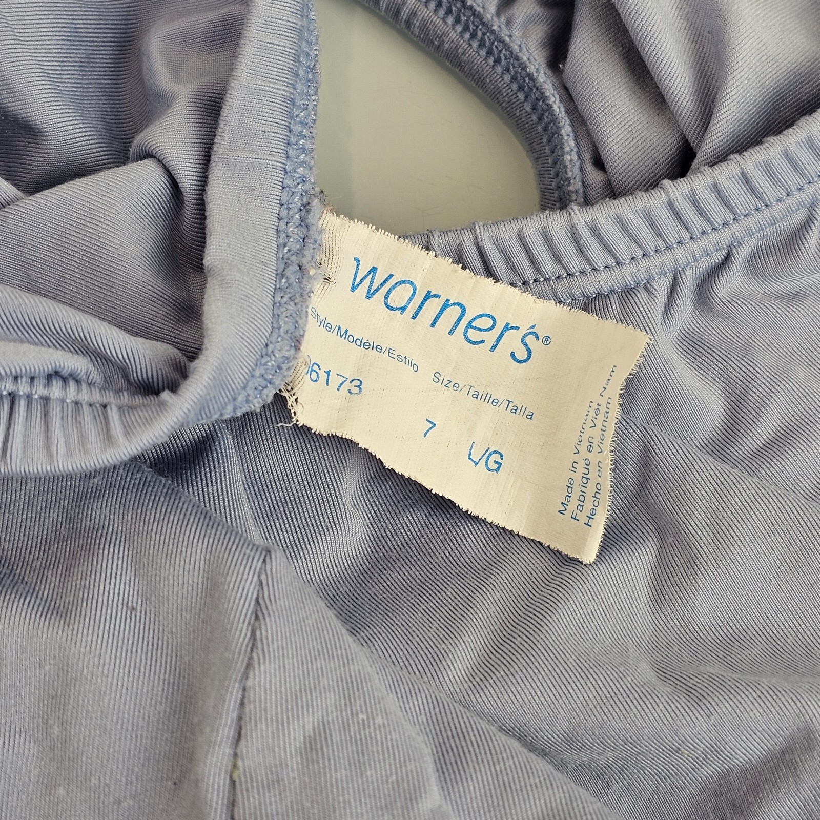 VTG Warners Without a Stitch Panties Briefs 7 L Large French Blue Nylon