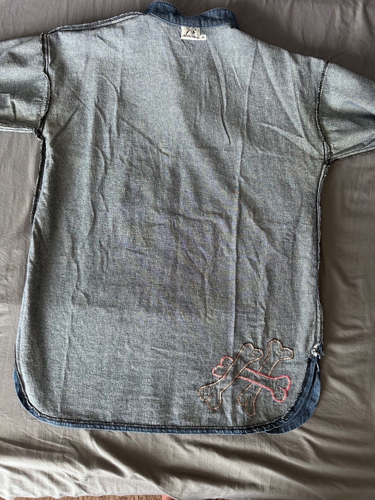 VTG Alfredo’s Wife Wearable Art Whimsical Dog Applique Denim Tunic SZ S OOAK