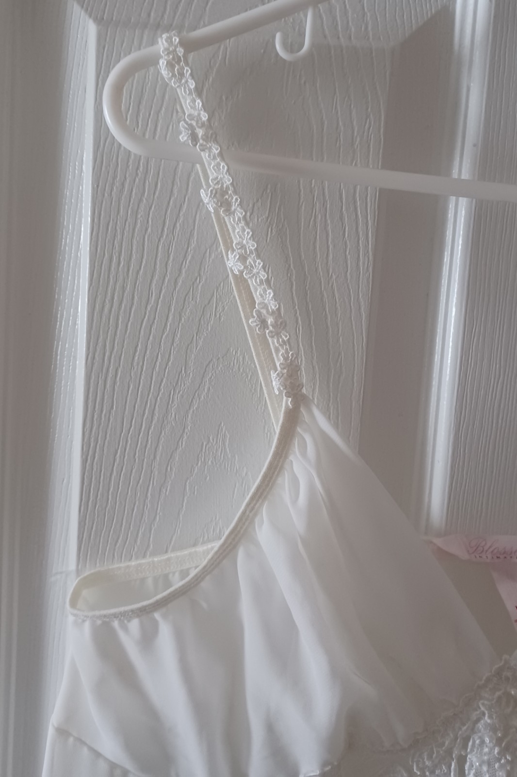 Blossom Intimates White Chiffon Nightgown Large Empire Waist Bridal Semi-Sheer