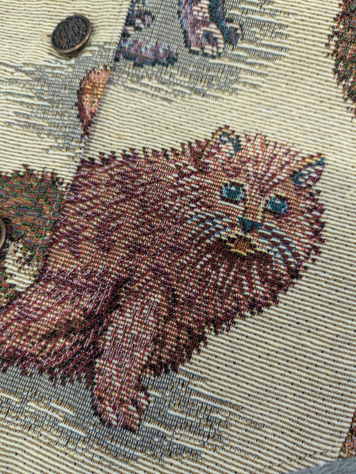 Vintage Nadia Embroidered KITTY CATS Tapestry Women’s LG Grandmacore Vest NEW
