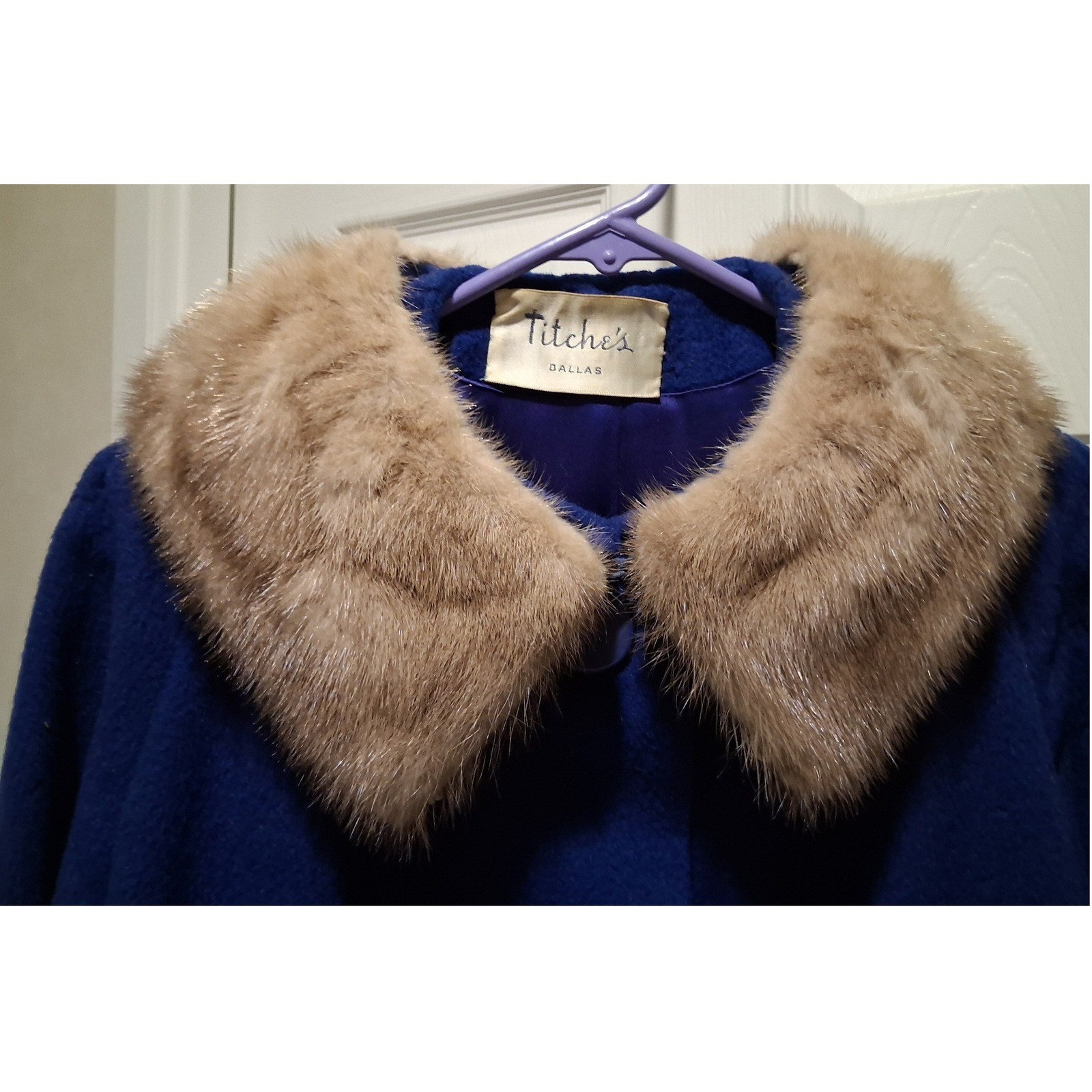 Vintage Forstmann Wool Coat Royal Blue Mink Fur Collar