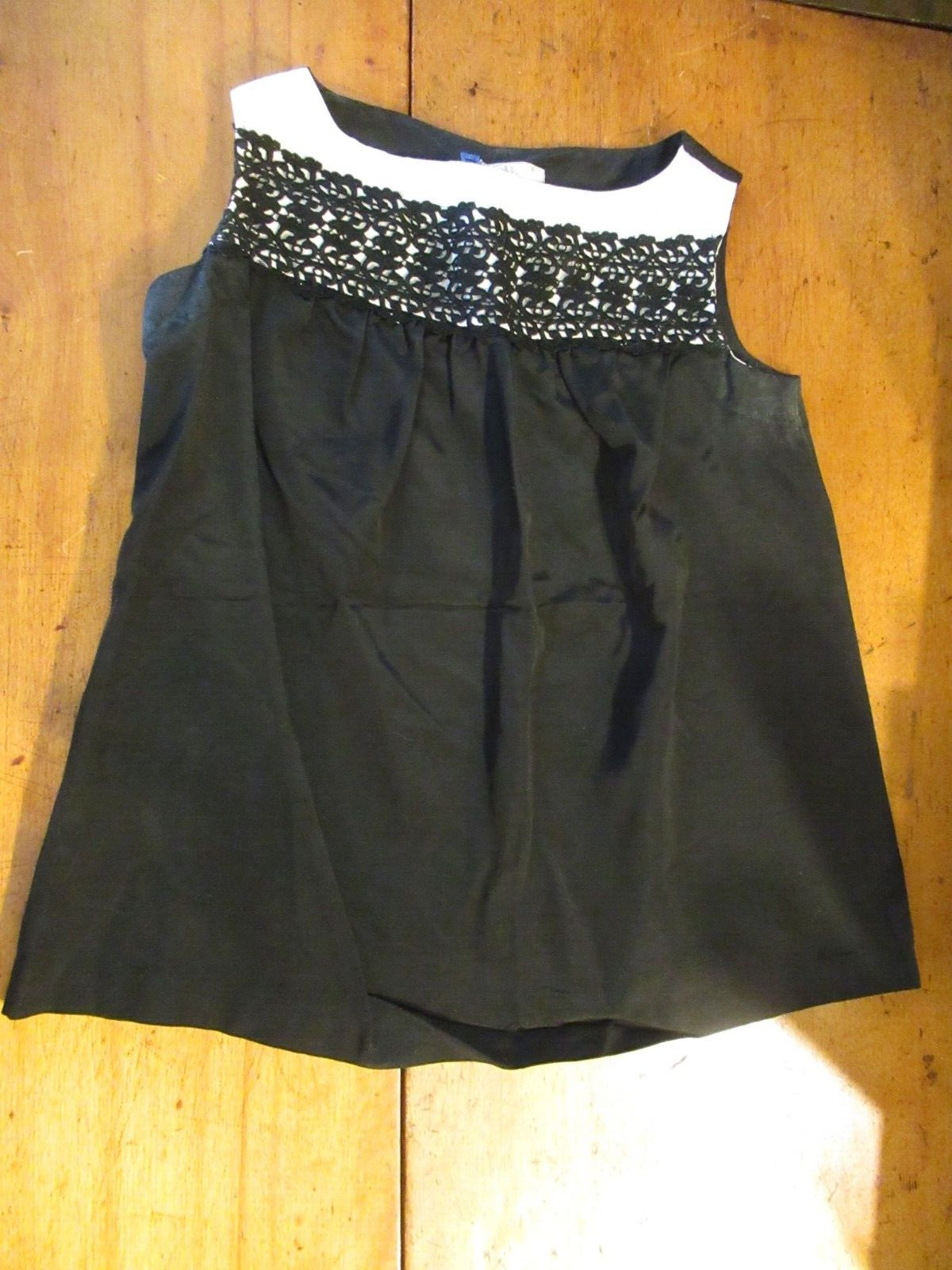 Vintage 1950s swing top black white sleeveless 36 bust faille fabric lace detail