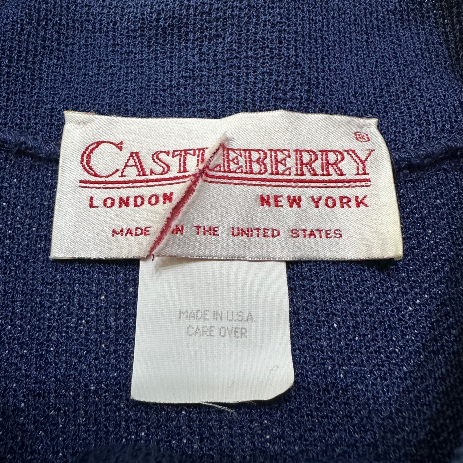 VTG Castleberry Knit Skirt Suit Womens 12 Navy Blue Old Money Luxury ILGWU USA