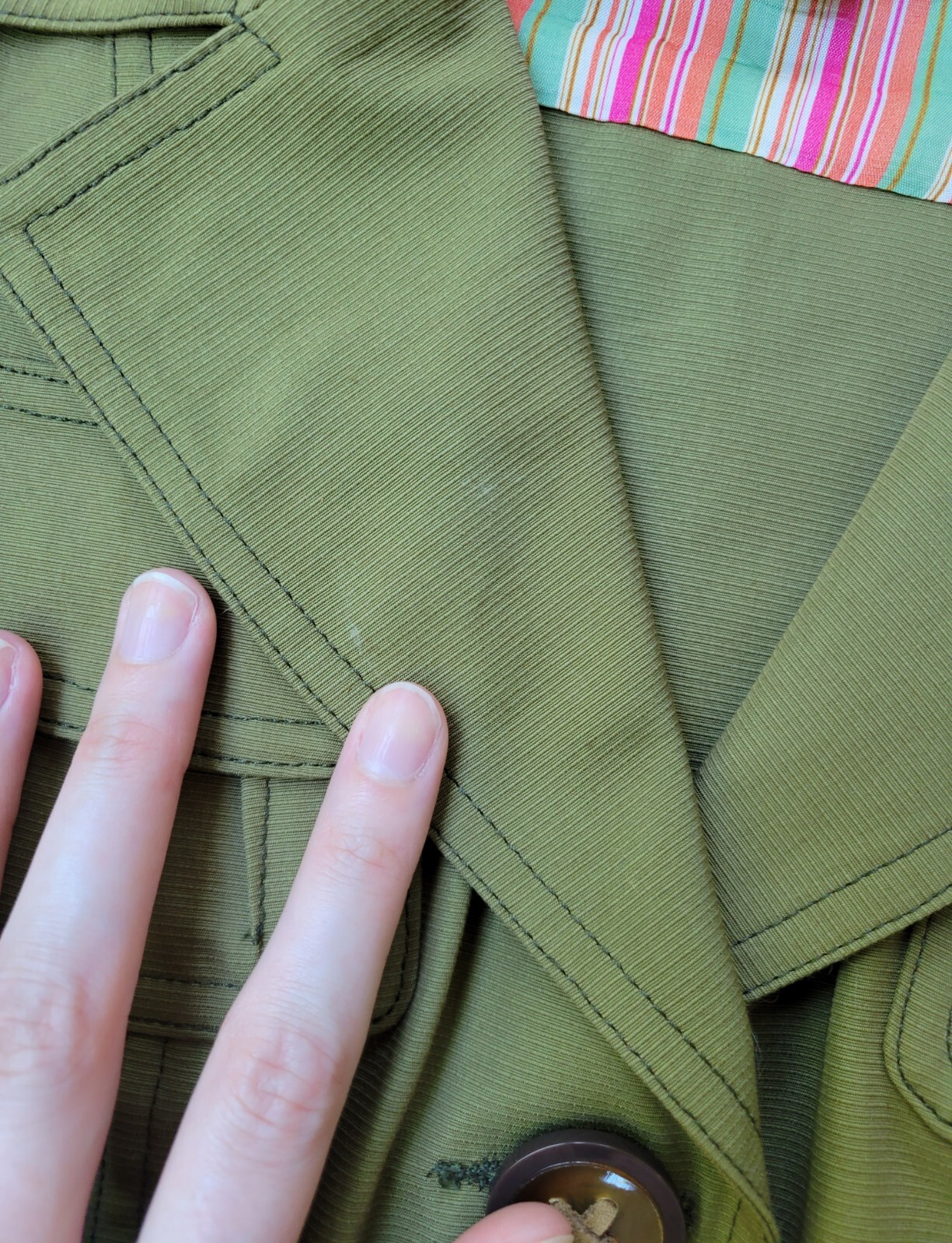 Nanette Lepore vintage 00s military style olive green jacket belt big buttons 0
