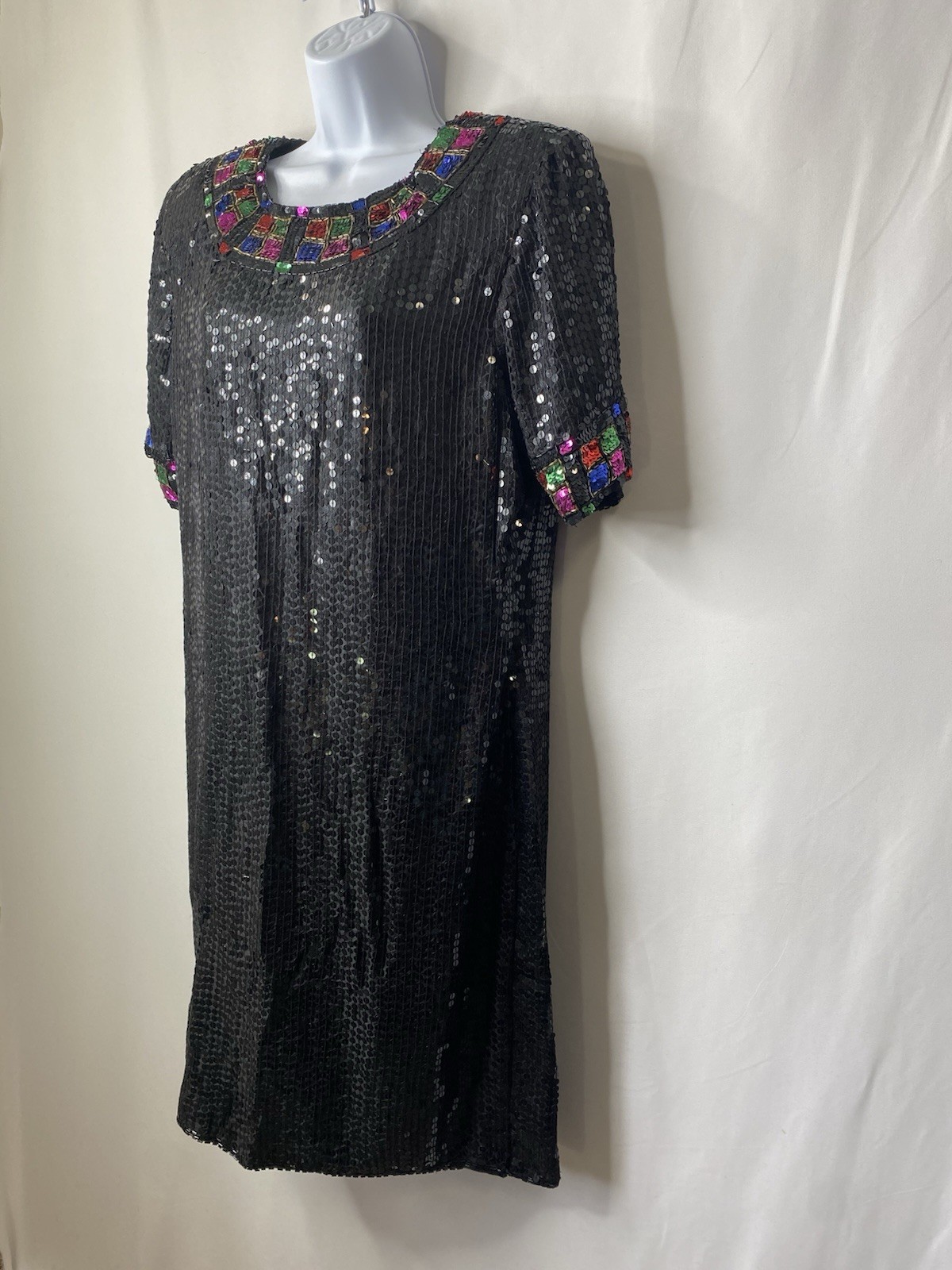 Vintage Jewel Queen Womens Dress Size Large Flapper Gala Sequins Prom Hoco LBD