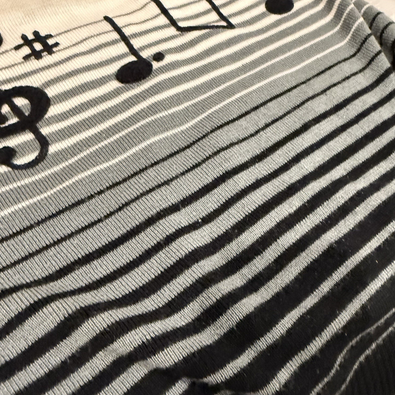 Vintage Cyn Les Shirlee Designs SWEATER Embroidered MUSIC Teacher NOTES XS/S