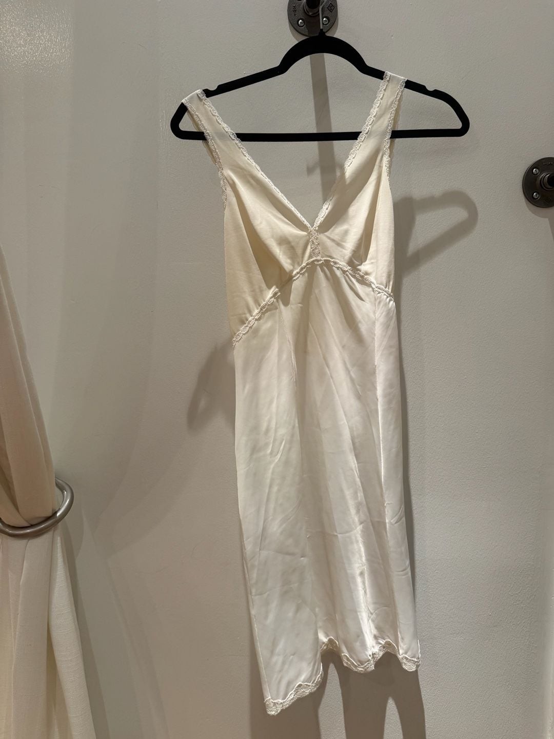 I. Magnin Slip White Lace Trim Slip Dress