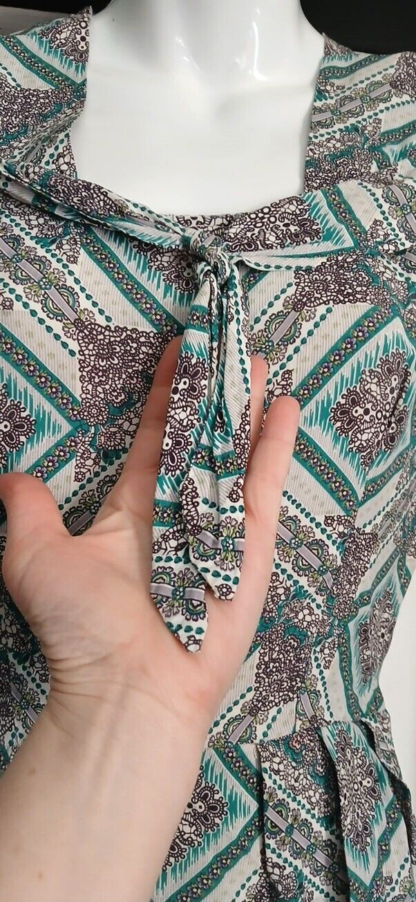 Unique & Flattering 40s handmade Rayon dress with cute tie around neck.Must See!