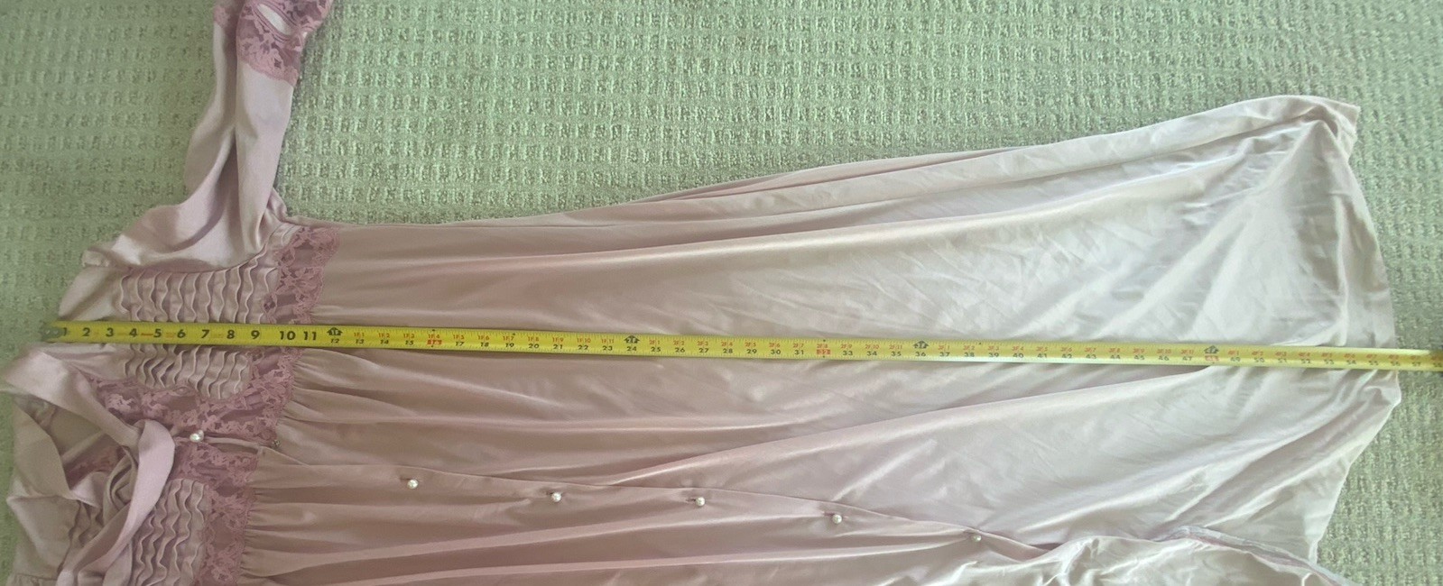 VTG Lily Of France Pink Nylon Robe Lace Accordion Pleating Necktie Large
