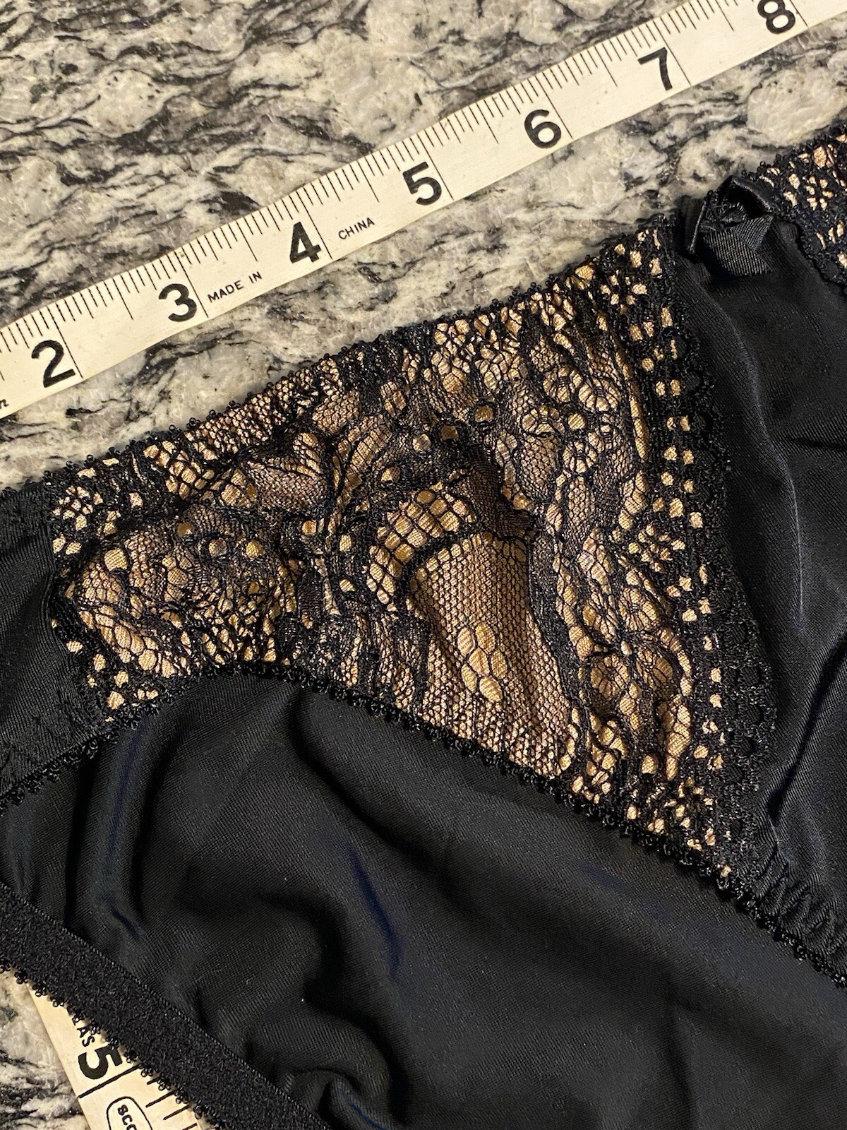 Vtg Classique Panties Sz L 36” Waist Black Nylon Poly Spandex Very Nice!