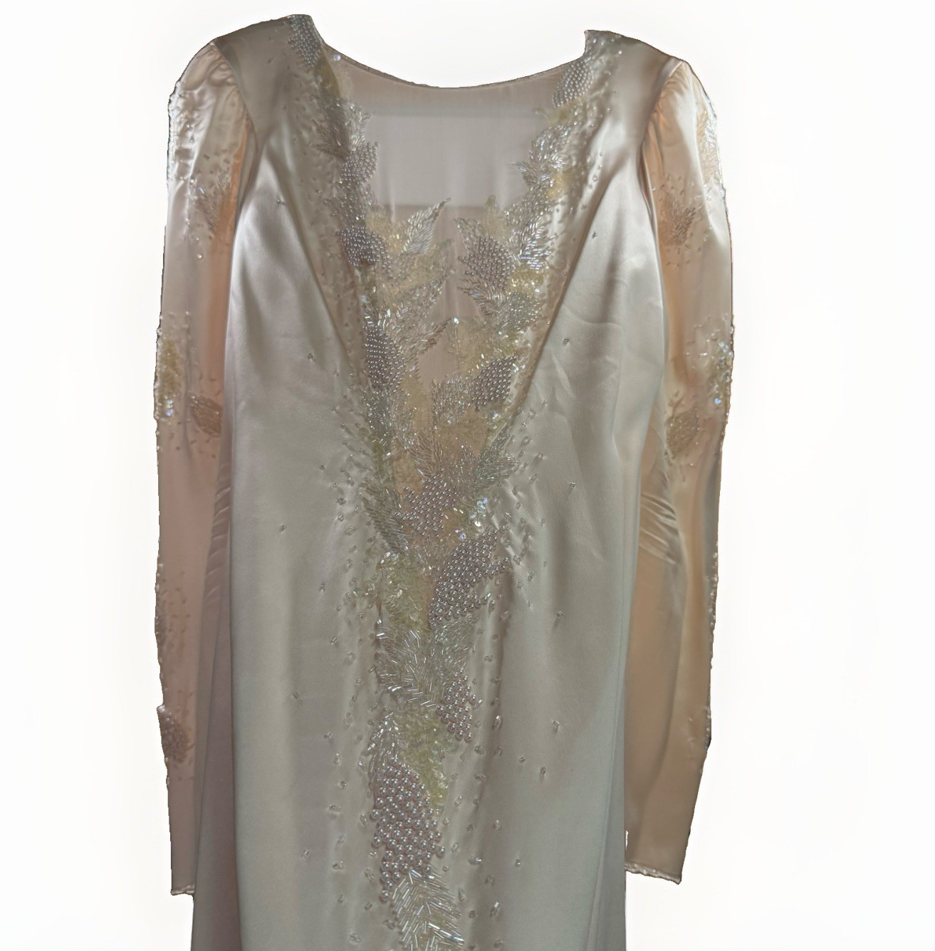 VINTAGE PAVE’ 80-90s Ballgown SILK designer DYNASTY WEDDING COCKTAIL DRESS Sz 6